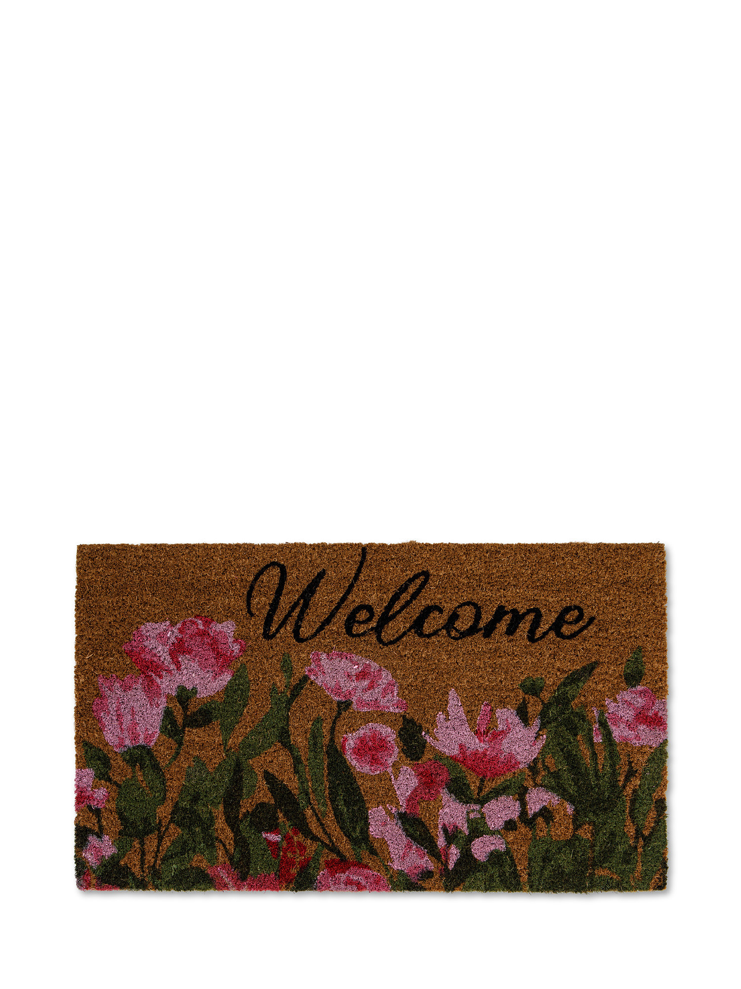 Welcome rose print doormat, Beige, large image number 0