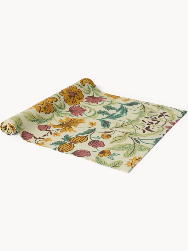 Runner in panama di cotone con stampa floreale stile western - Prezzo di lancio