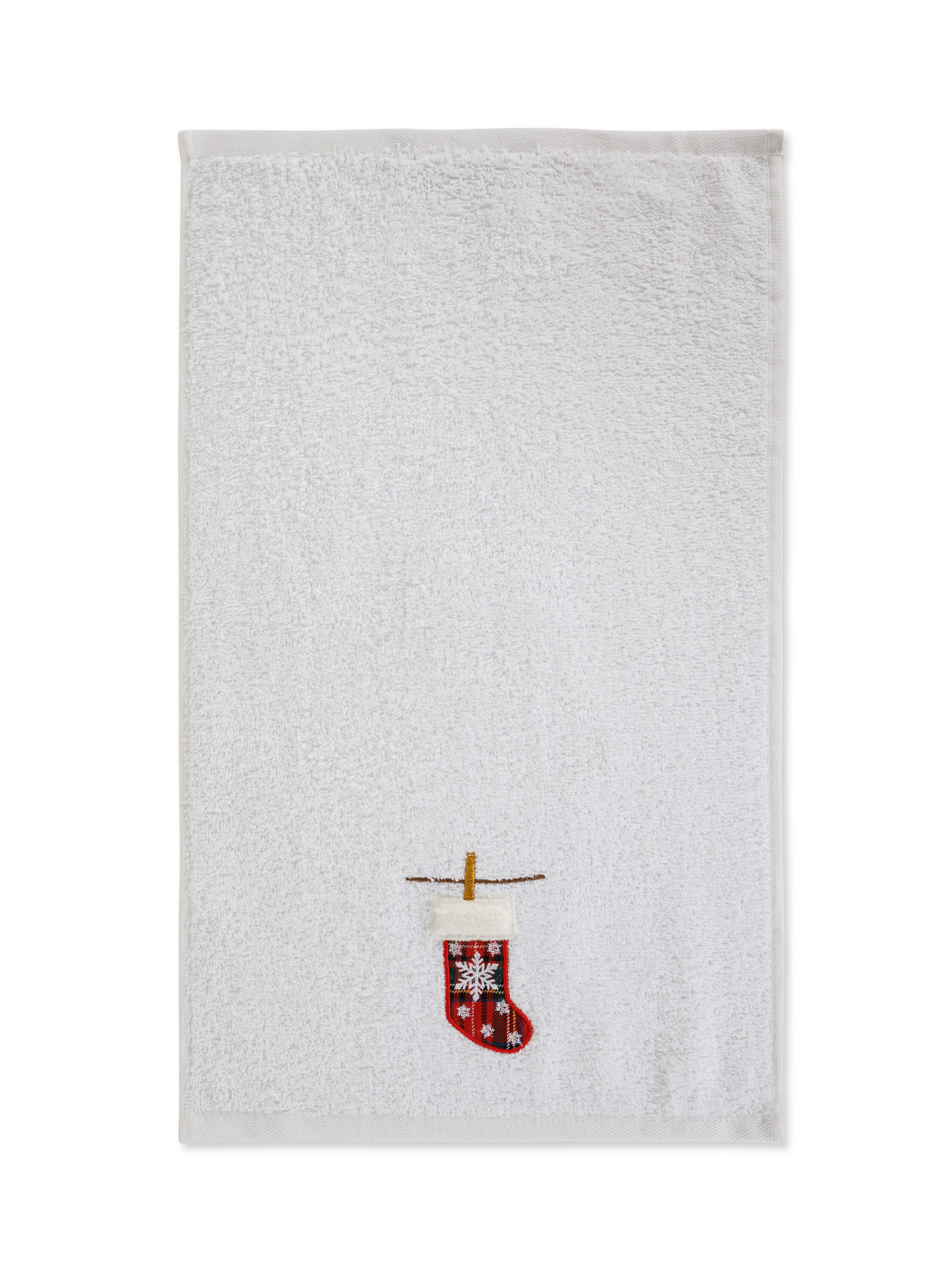 Set 2 asciugamani ricamo calze, White, large image number 2
