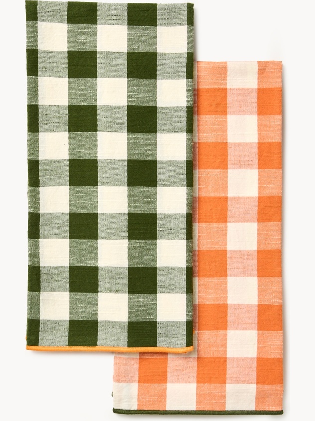 Set di 2 strofinacci in cotone motivo check