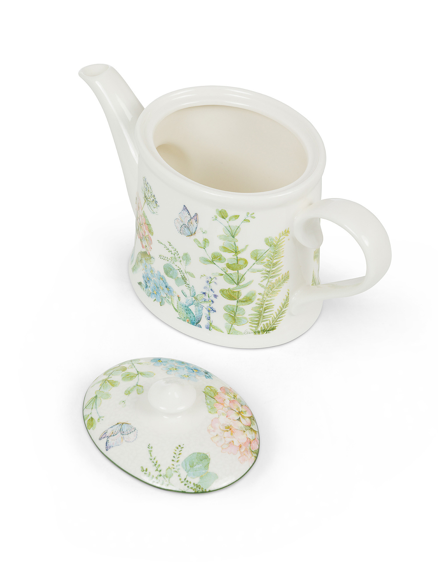 New bone china teapot with botanical motif, Multicolor, large image number 1