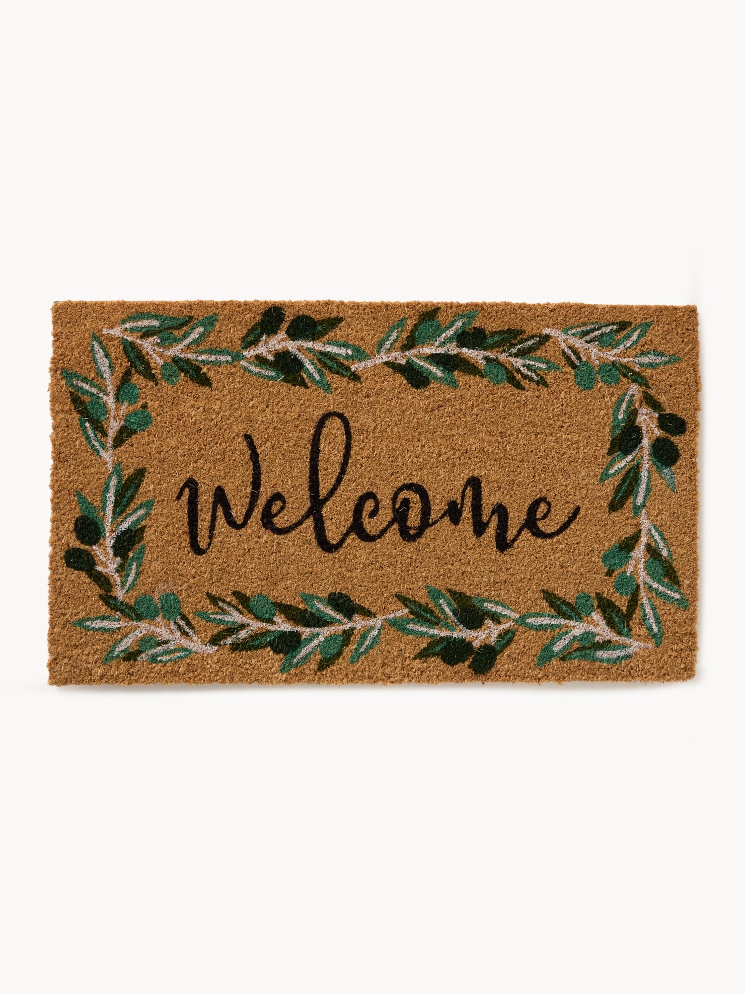 Doormat with olive branch print, Multicolor, large image number 0