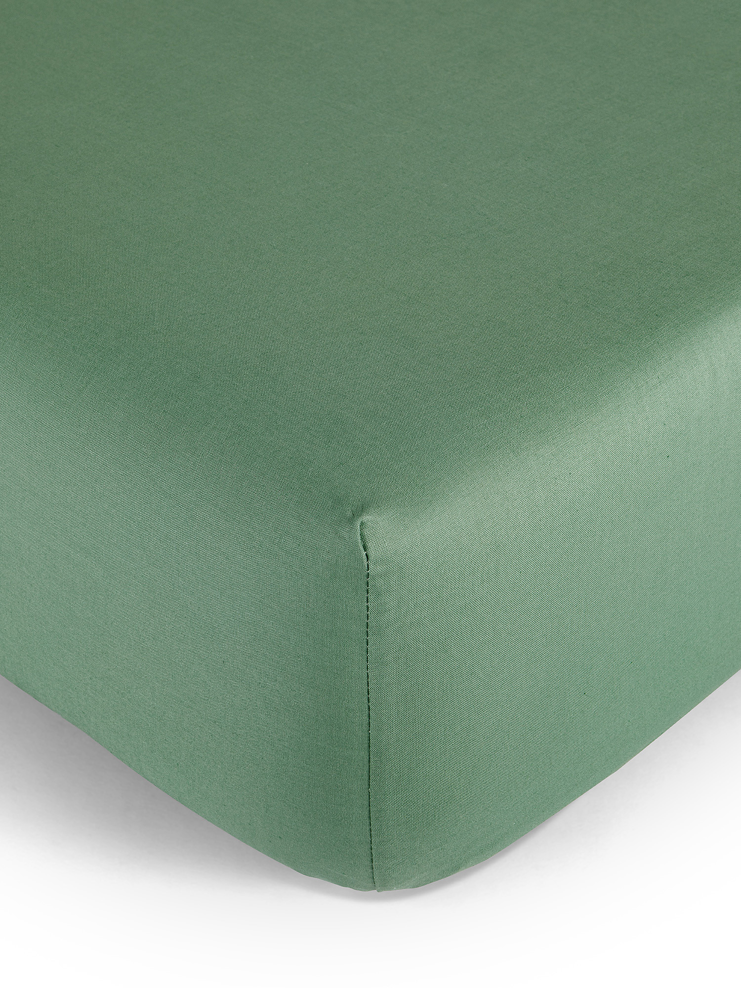 Solid color fitted sheet in 100% cotton, Green, large image number 0