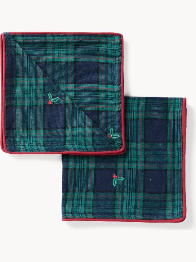 Set of 2 pure cotton napkins with contrasting overlock