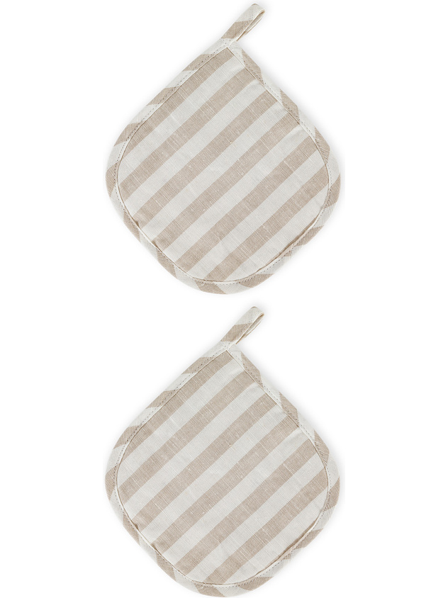 Set of 2 striped linen and cotton pot holders