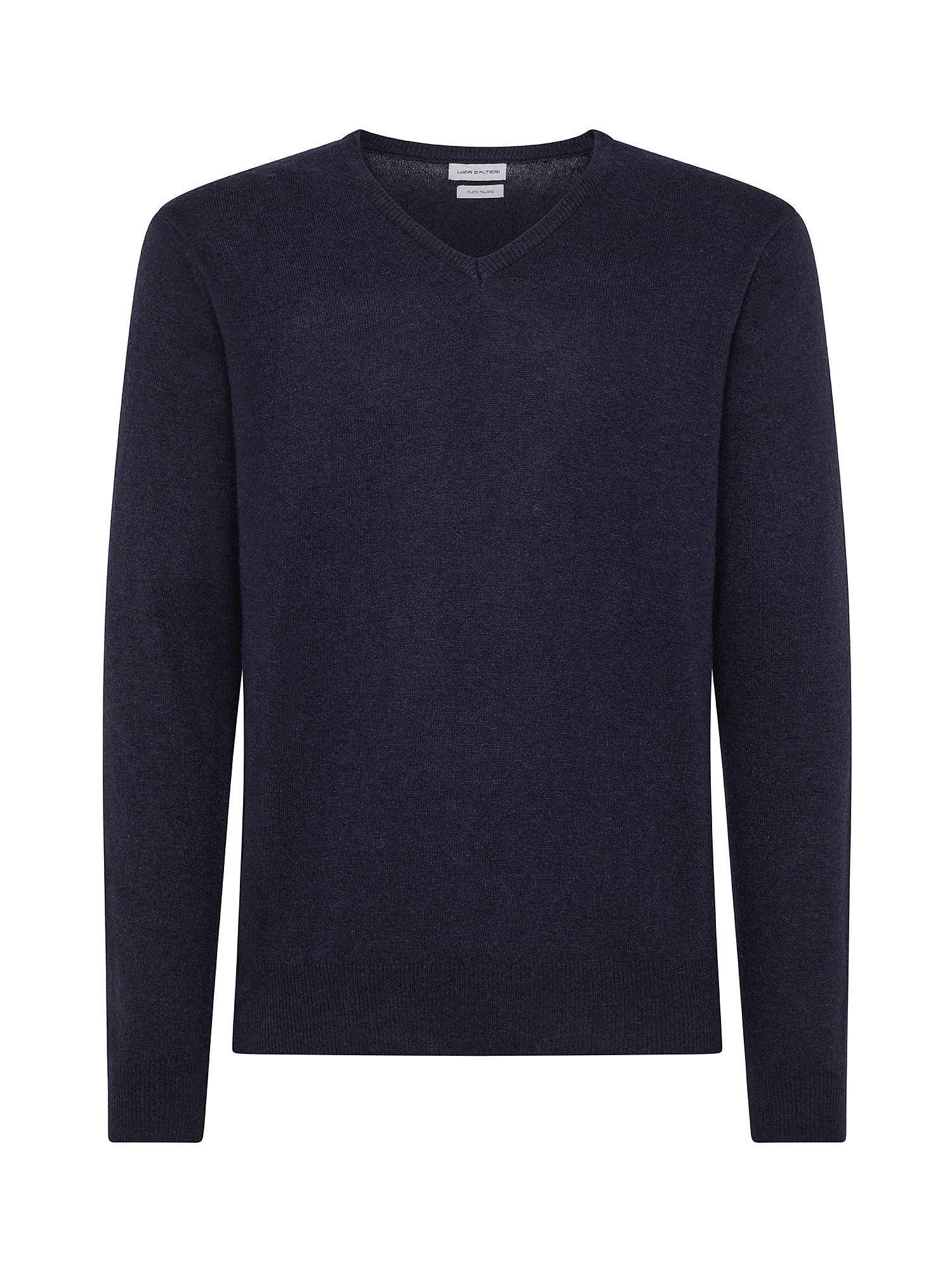 Cashmere Blend V-neck sweater with noble fibers, Blue, large image number 0