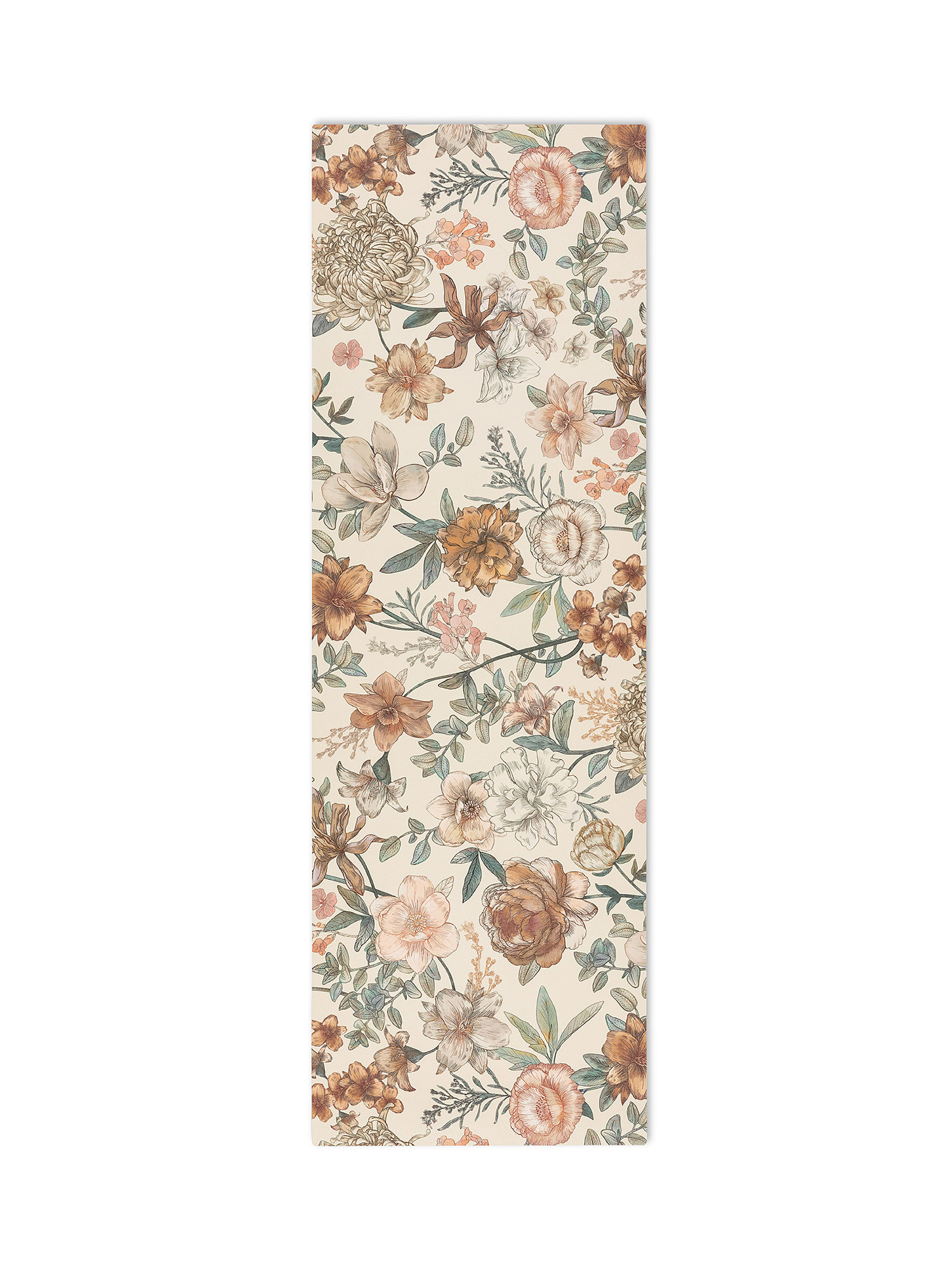 PVC floral print kitchen mat, Beige, large image number 0
