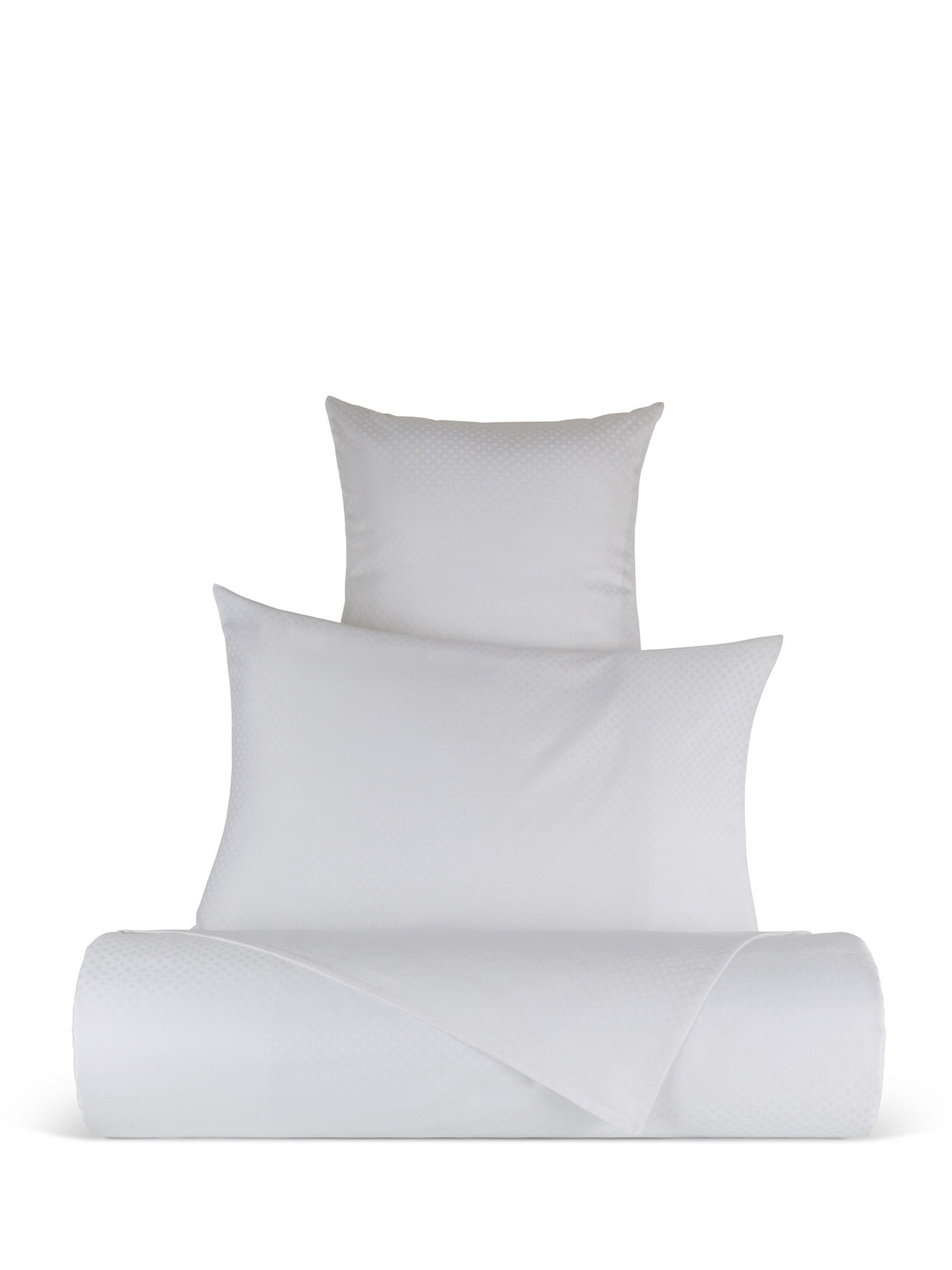 Portofino duvet cover in 100% cotton percale jacquard, White, large image number 0