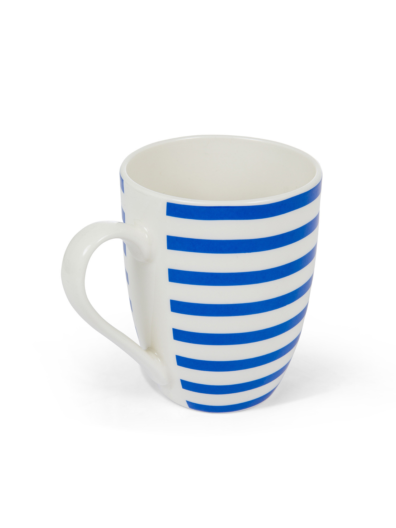 Striped new bone china mug, White / Blue, large image number 1