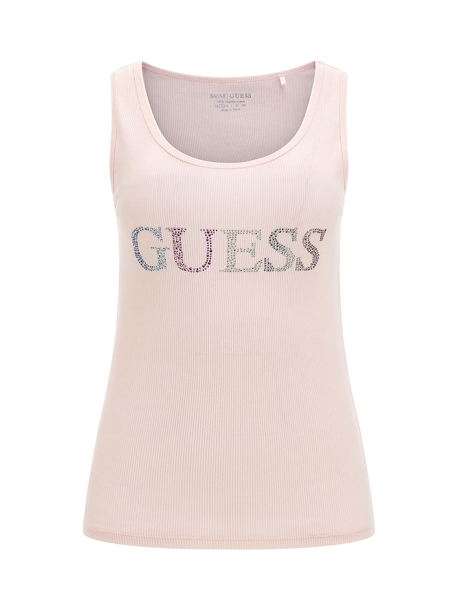 GUESS - Canotta in cotone con logo, Rosa, large image number 0