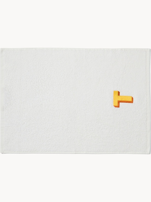 Set 2 asciugamani in spugna di cotone ricamo lettera T