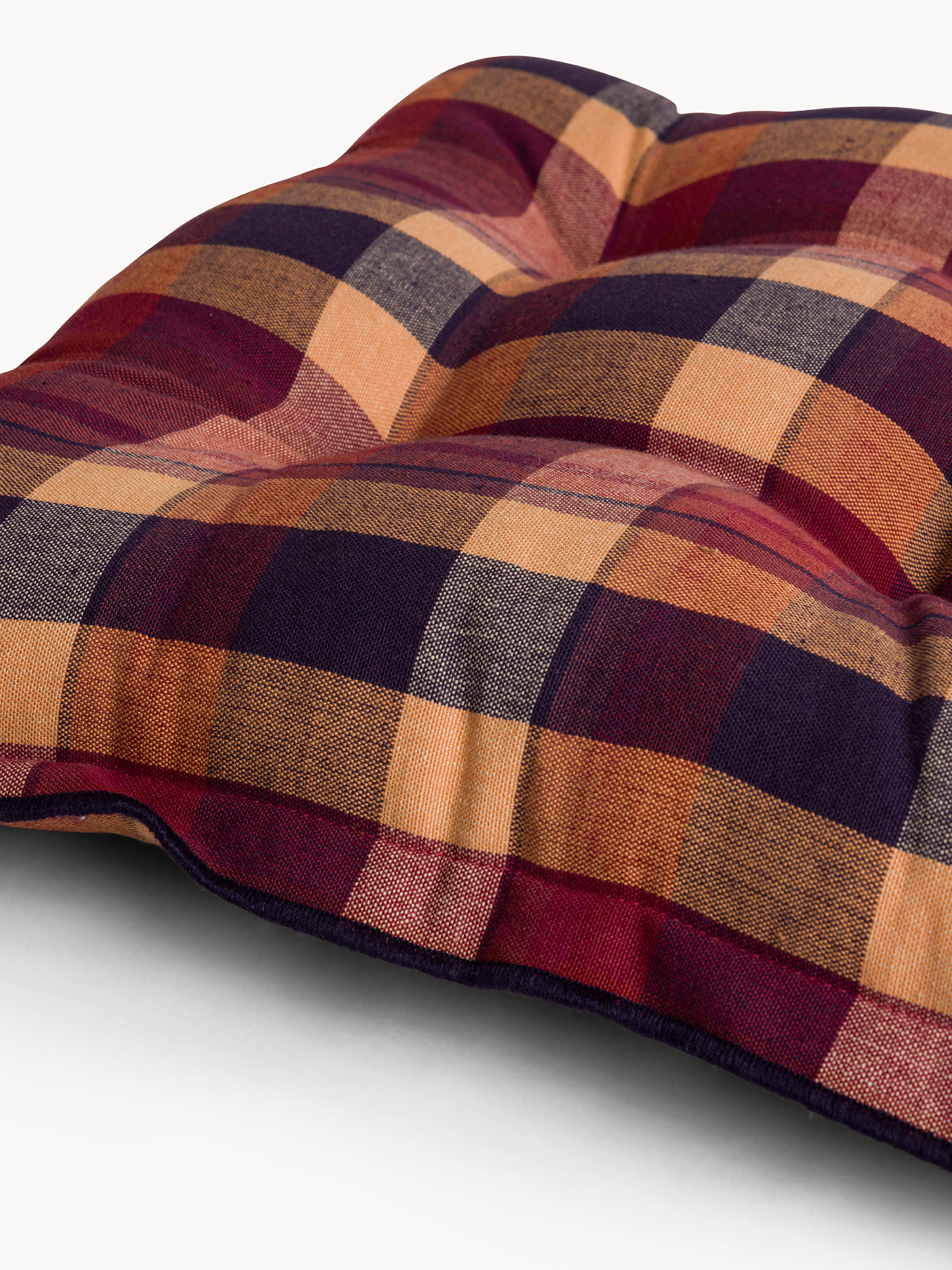 Checkered cotton seat cushion, Red Bordeaux, large image number 1