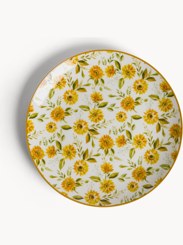New bone china fruit plate sunflower motif