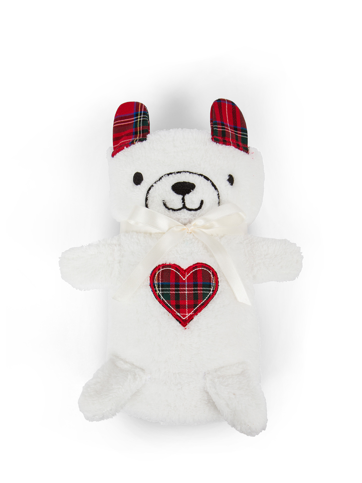 Bear motif fleece blanket, White, large image number 0