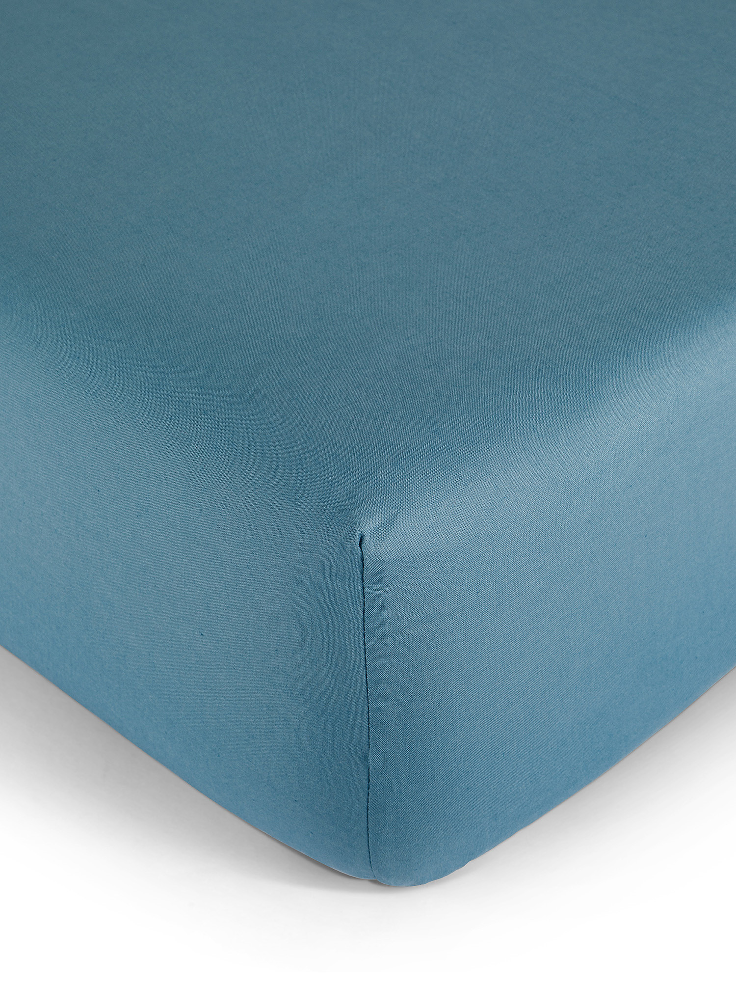 Solid color fitted sheet in 100% cotton, Blue, large image number 0
