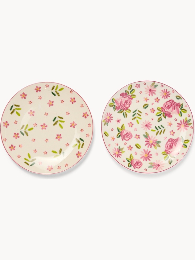 Piatti frutta in new bone china motivo rose - Prezzo di lancio