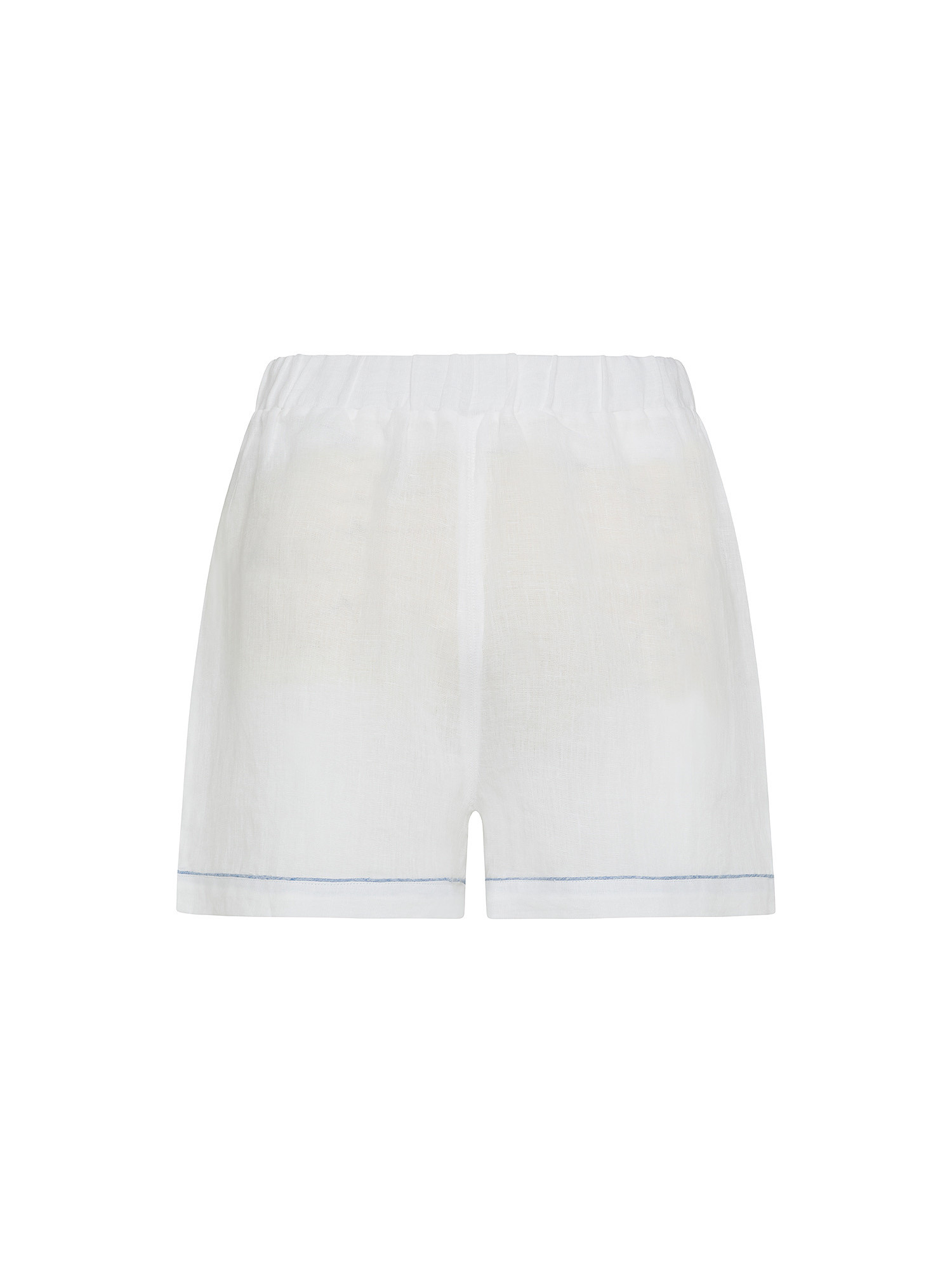 Solid color 100% linen pajama shorts, White, large image number 0