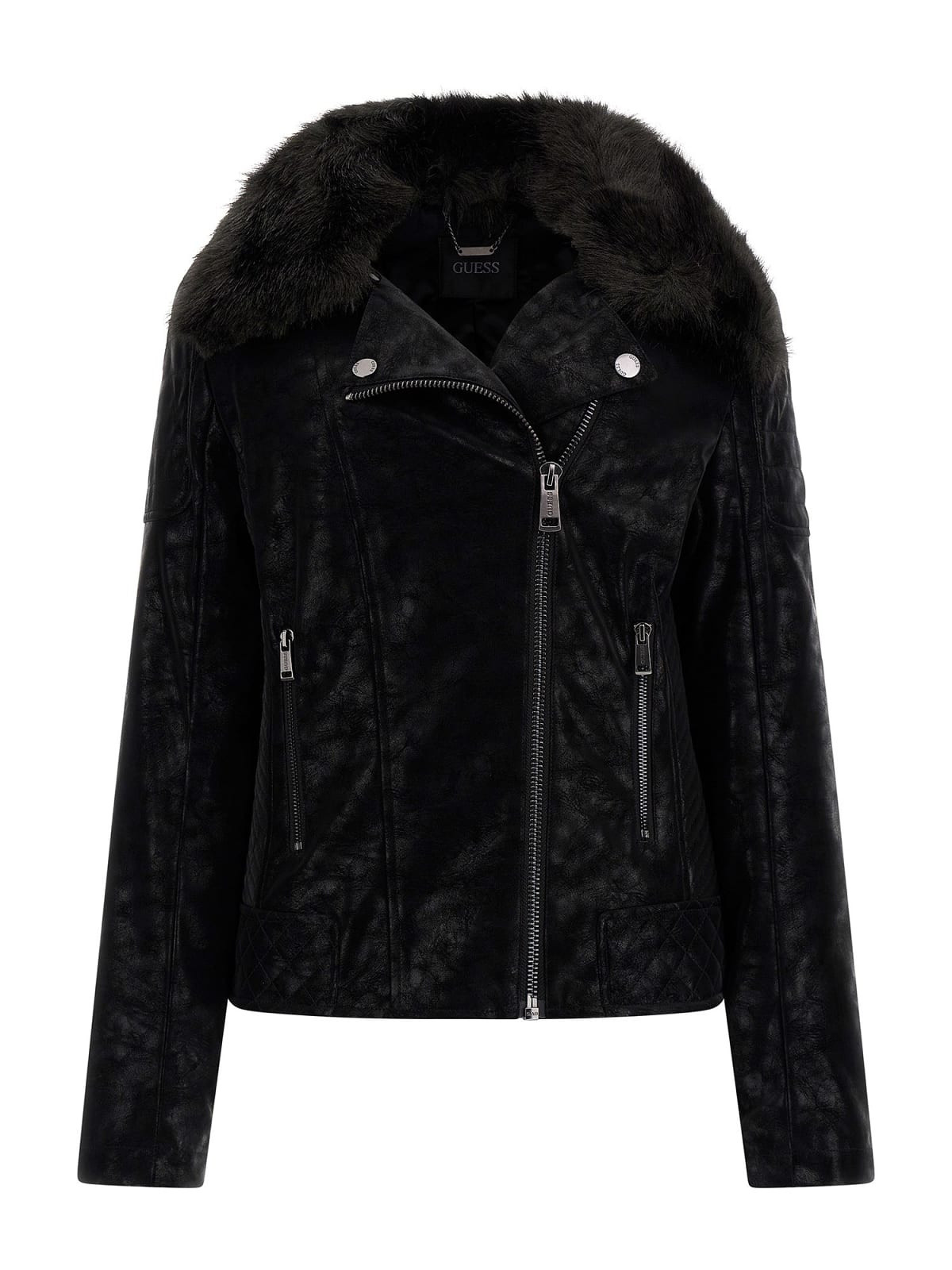 Shiny imitation leather jacket, Black, large image number 0