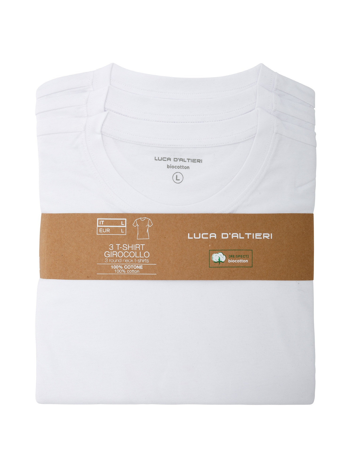 Set 3 t-shirt girocollo jersey tinta unita, Bianco, large