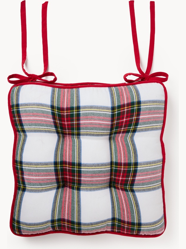 Cuscino da sedia in puro cotone tinto filo motivo tartan