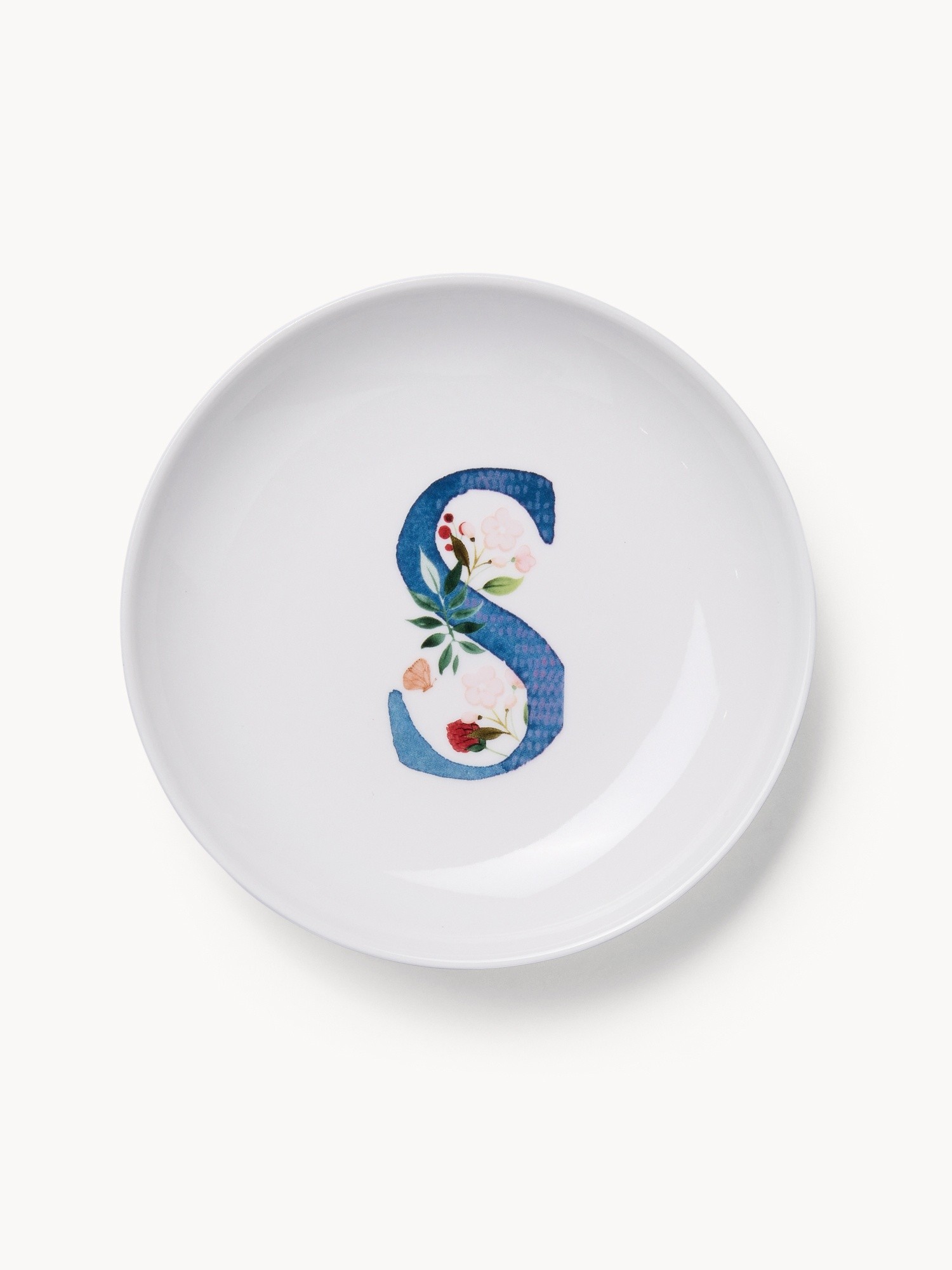 Piattino pane in new bone china lettera S, Bianco, large image number 0