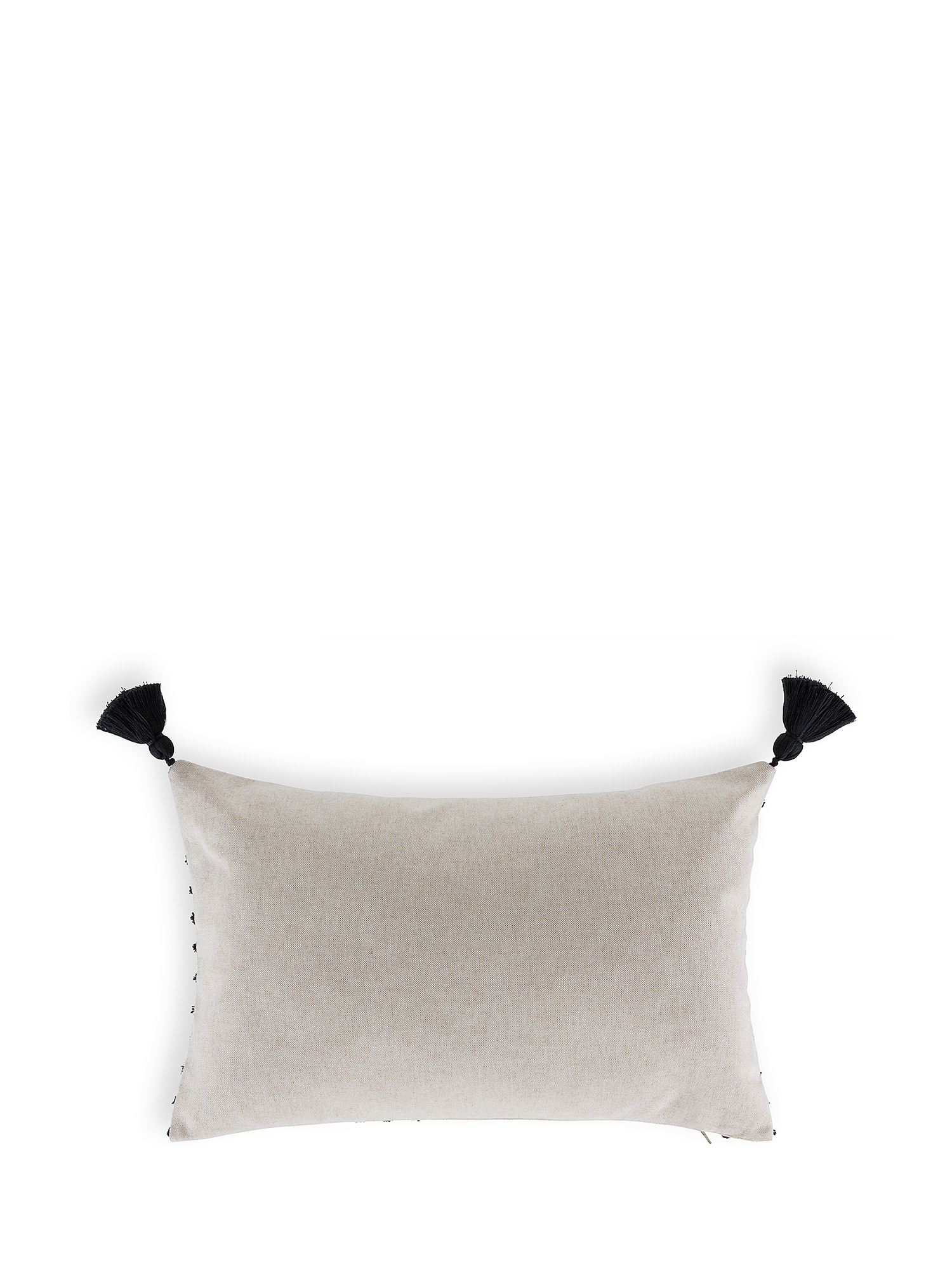 Striped jacquard cushion with tassel 35x55cm, Black, large image number 1