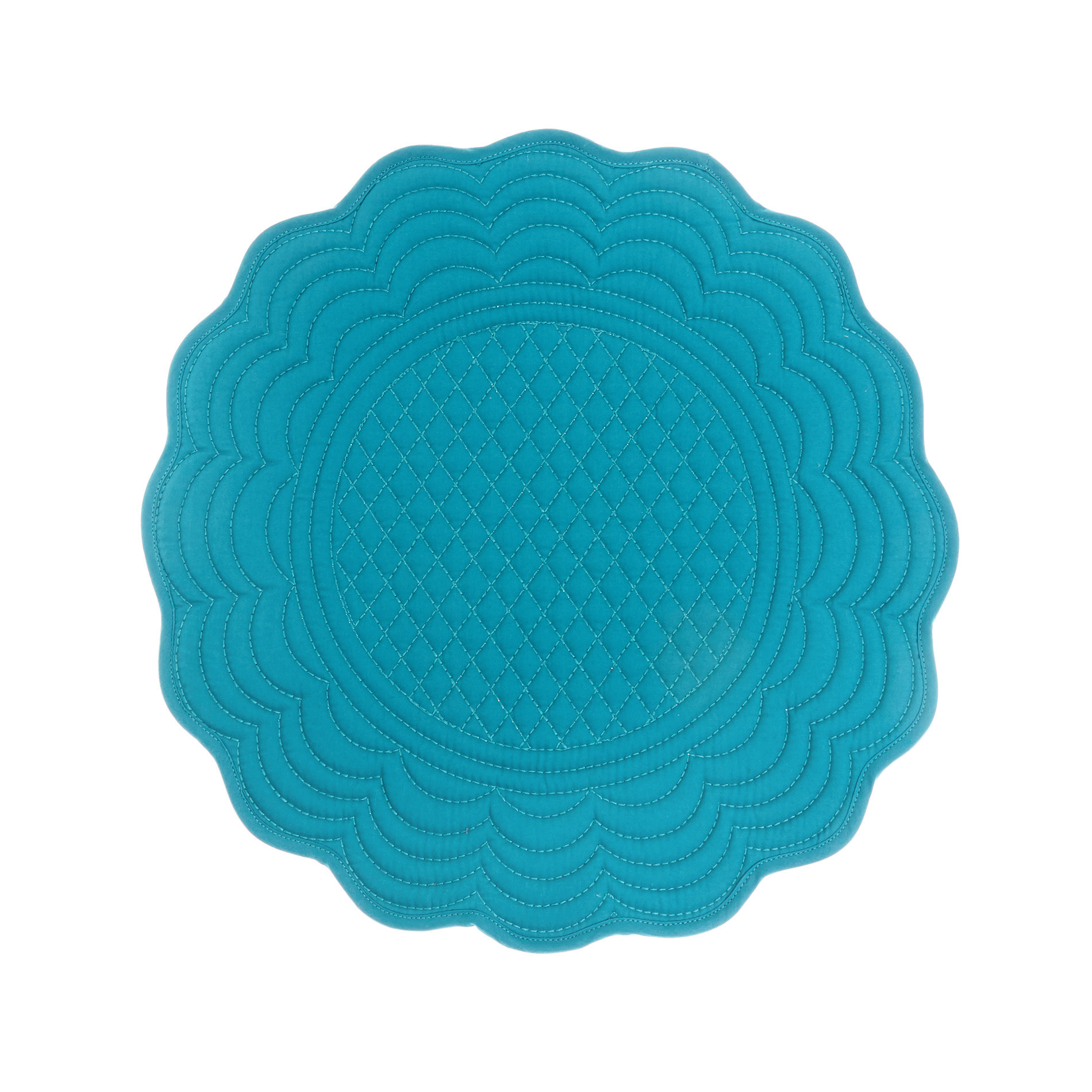 Round solid colour table mat in 100% cotton, Petroleum , large image number 0