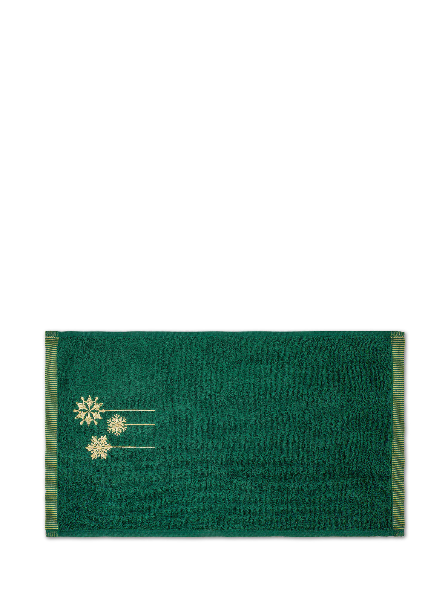 Set of 2 cotton towels with snowflake embroidery, Green, large image number 2