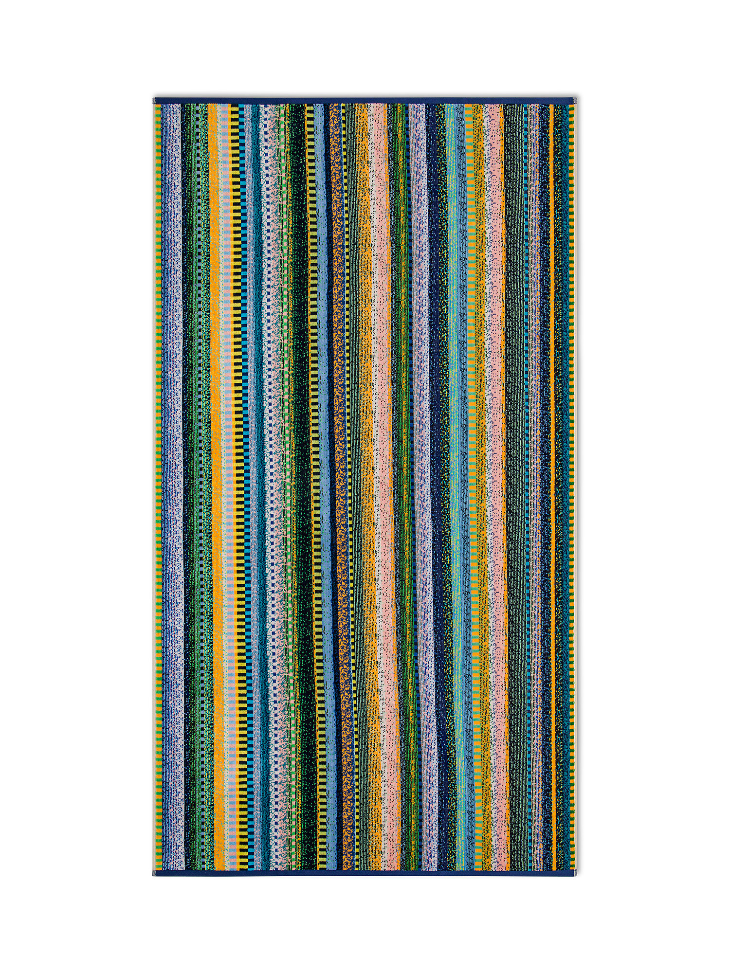 Velor cotton beach towel with striped pattern, Multicolor, large image number 0