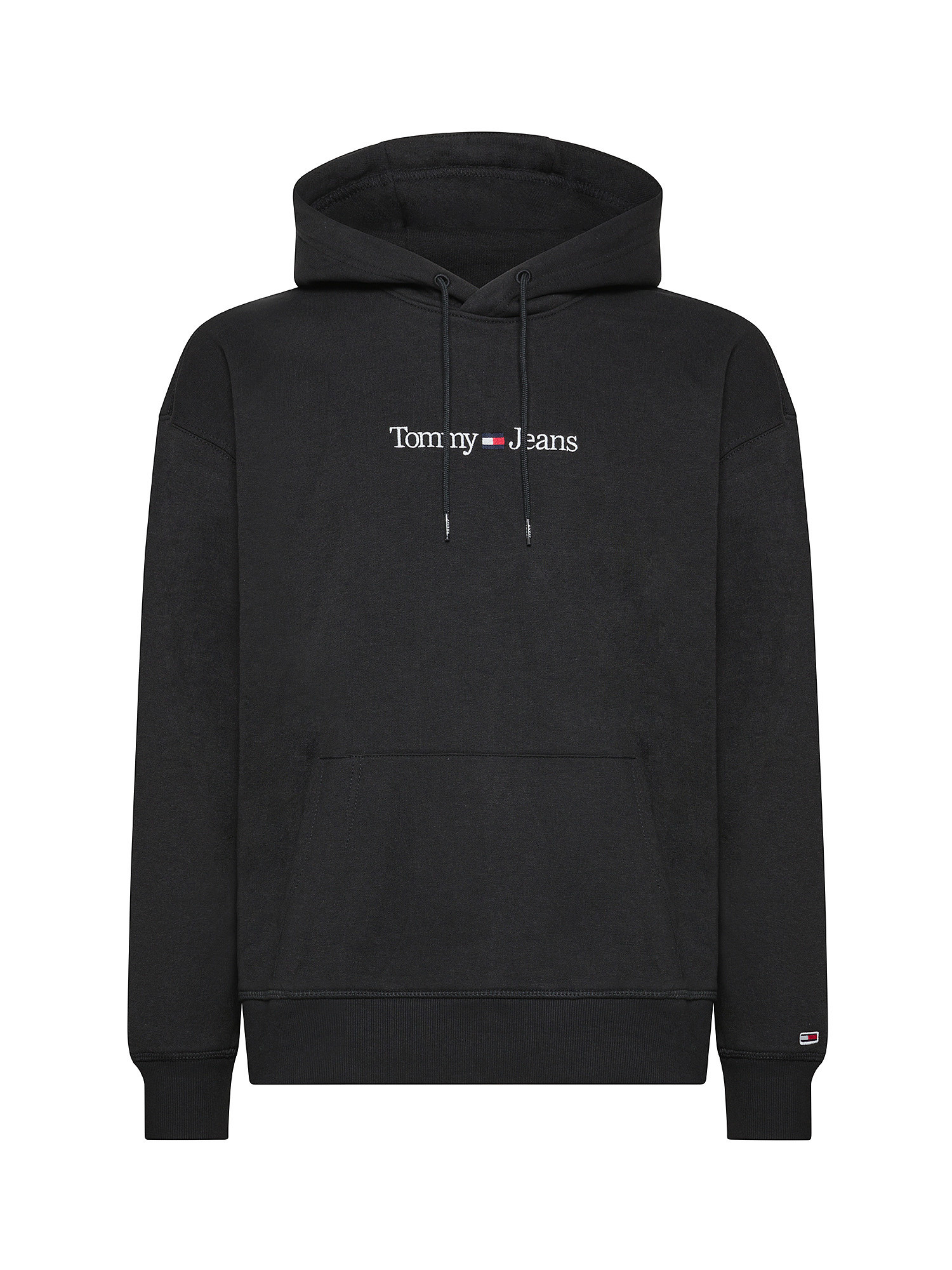 Tommy Jeans - Hooded cotton sweatshirt with micrologo, Black, large image number 0