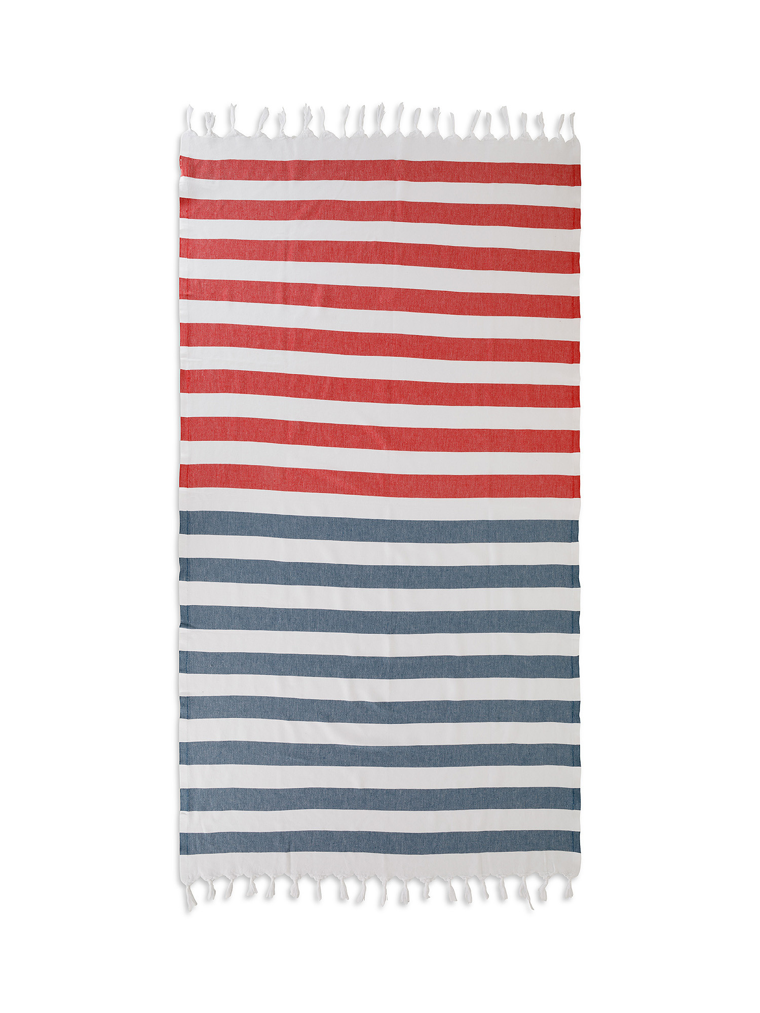 Light cotton hammam beach towel with striped pattern, Red, large image number 0