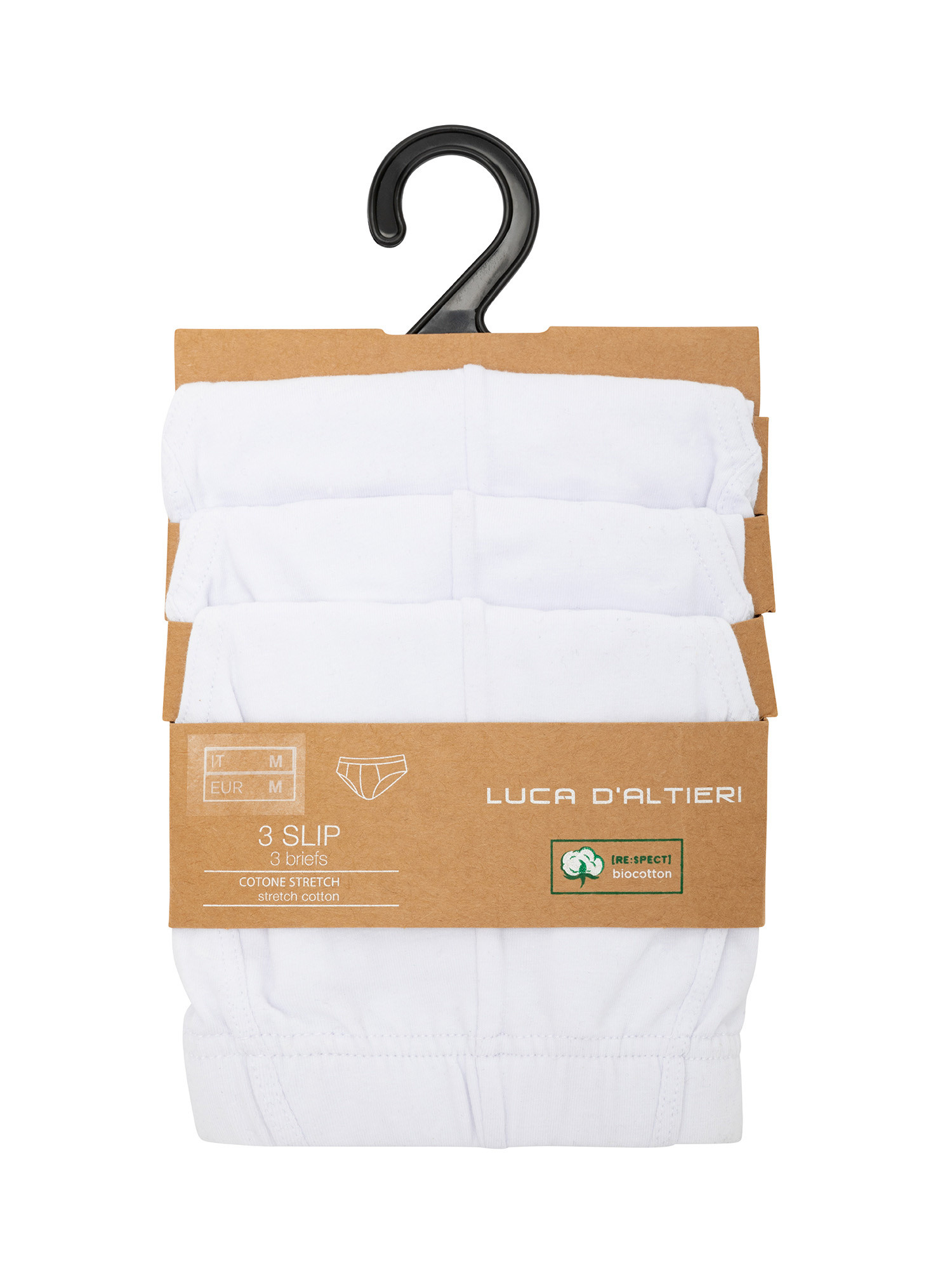 Luca D'Altieri - Set of 3 solid color organic cotton briefs, White, large image number 0