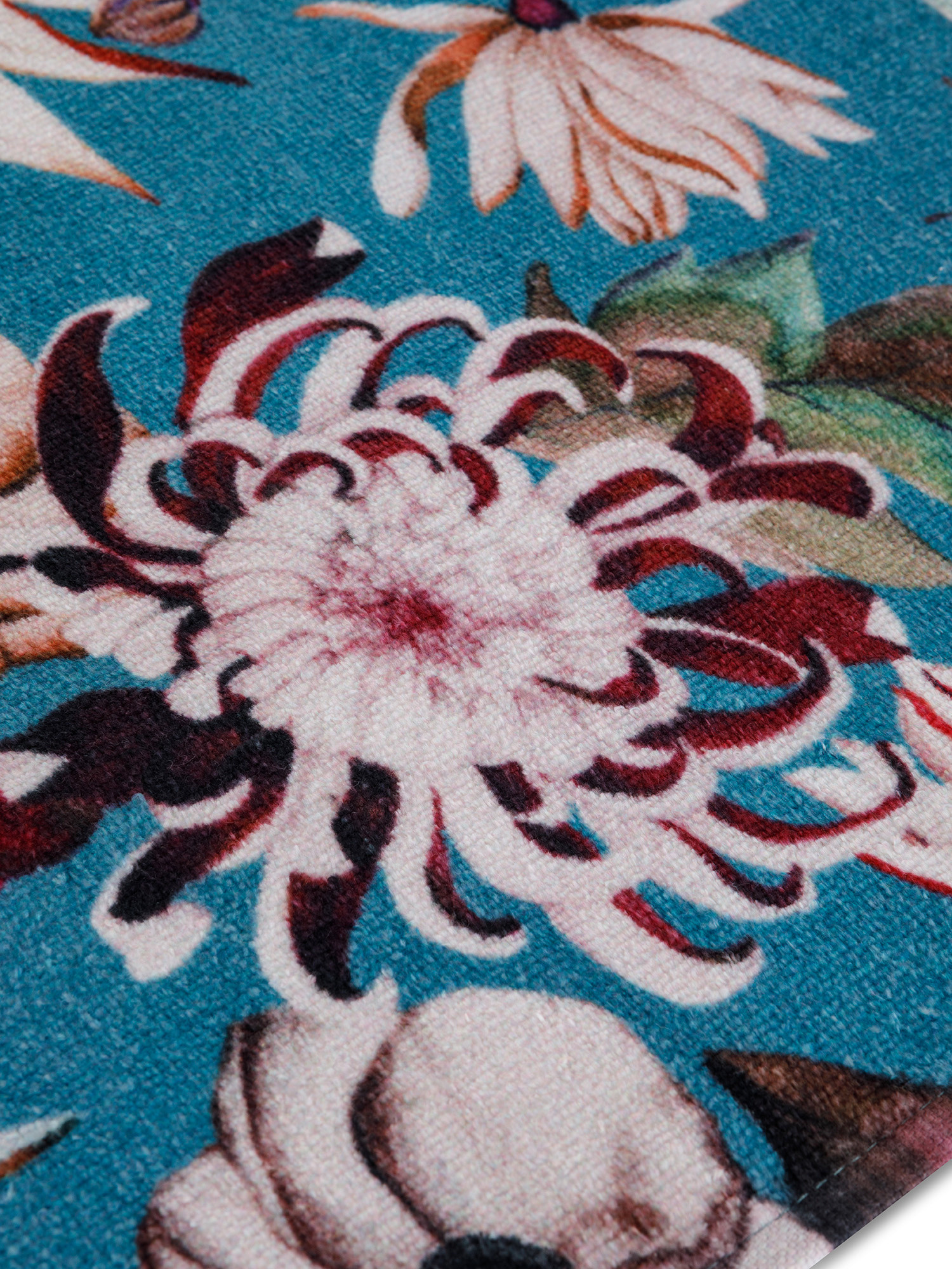 Asciugamano in spugna di cotone velour con stampa floreale, Azzurro, large image number 2