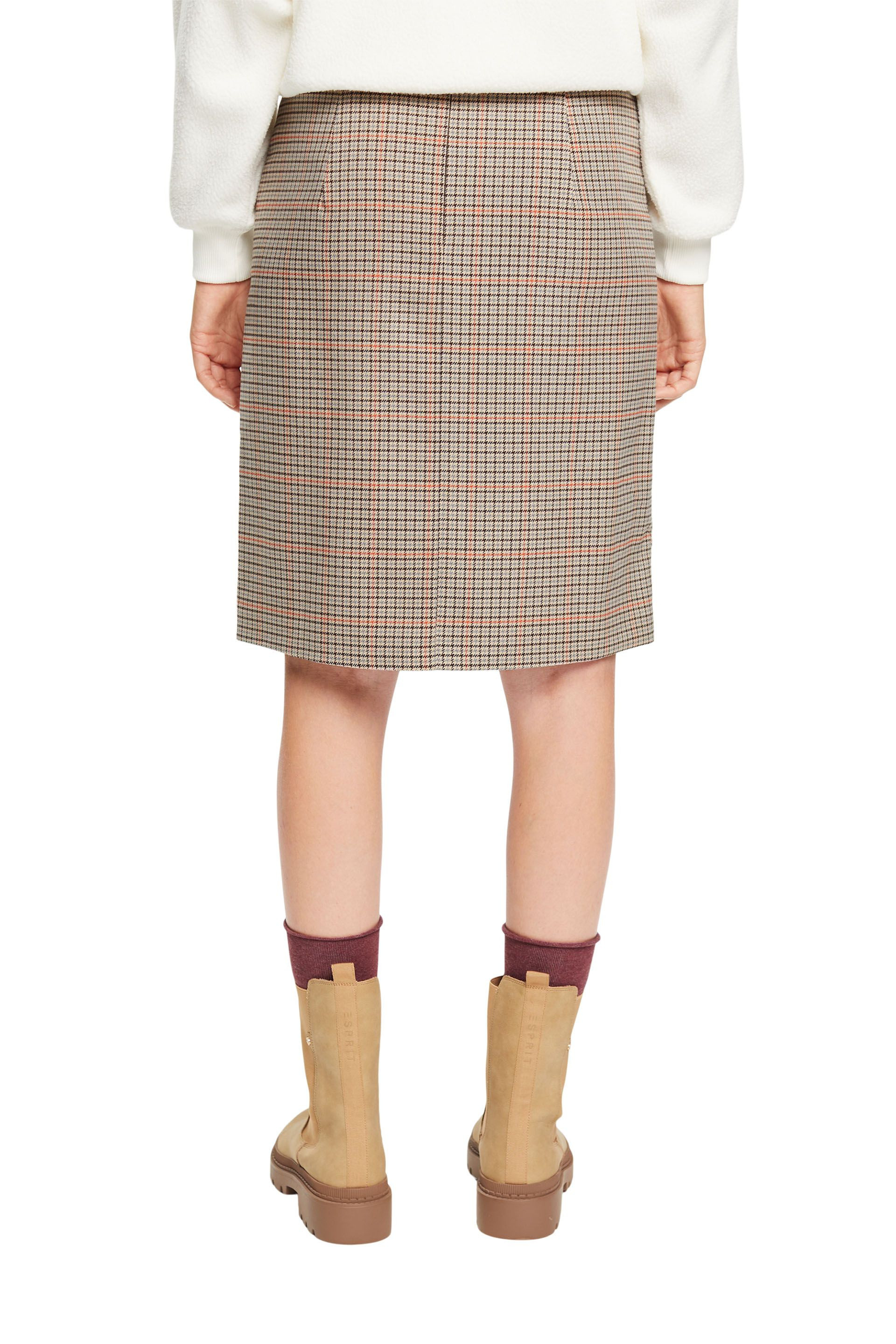 Midi skirt with a check pattern, Beige, large image number 3