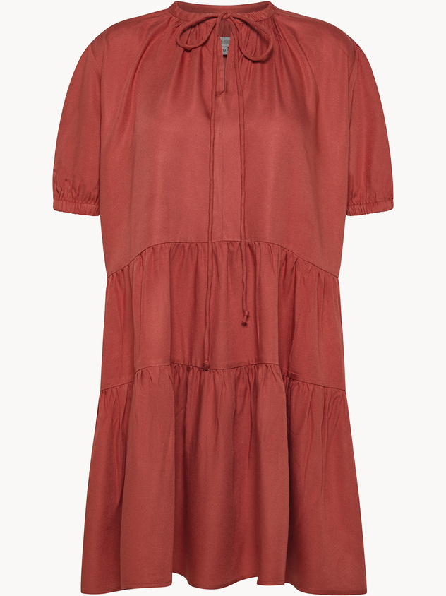 Vestito a balze in twill di cotone