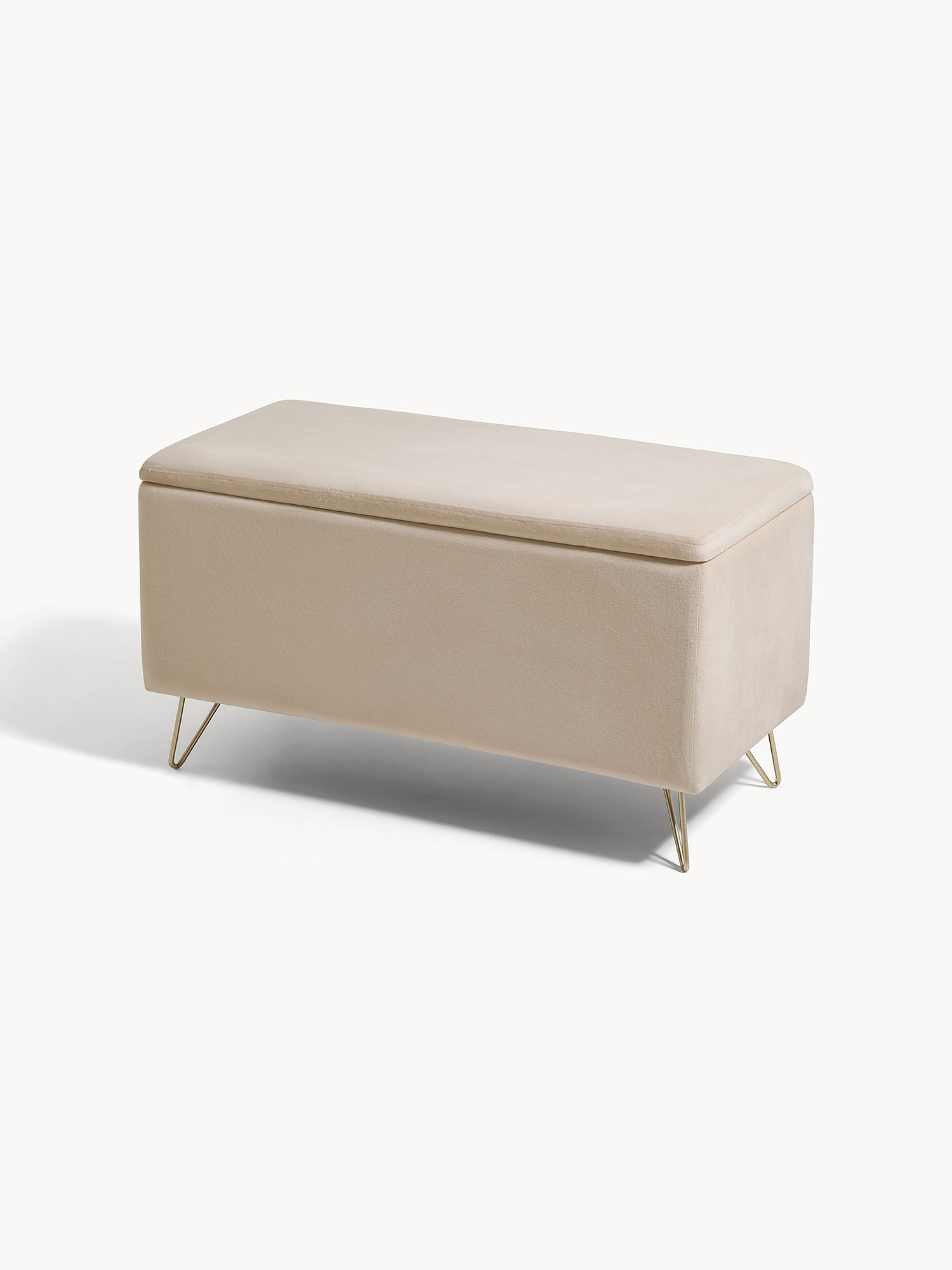 Panca contenitore in velluto Chamois, Beige, large image number 1
