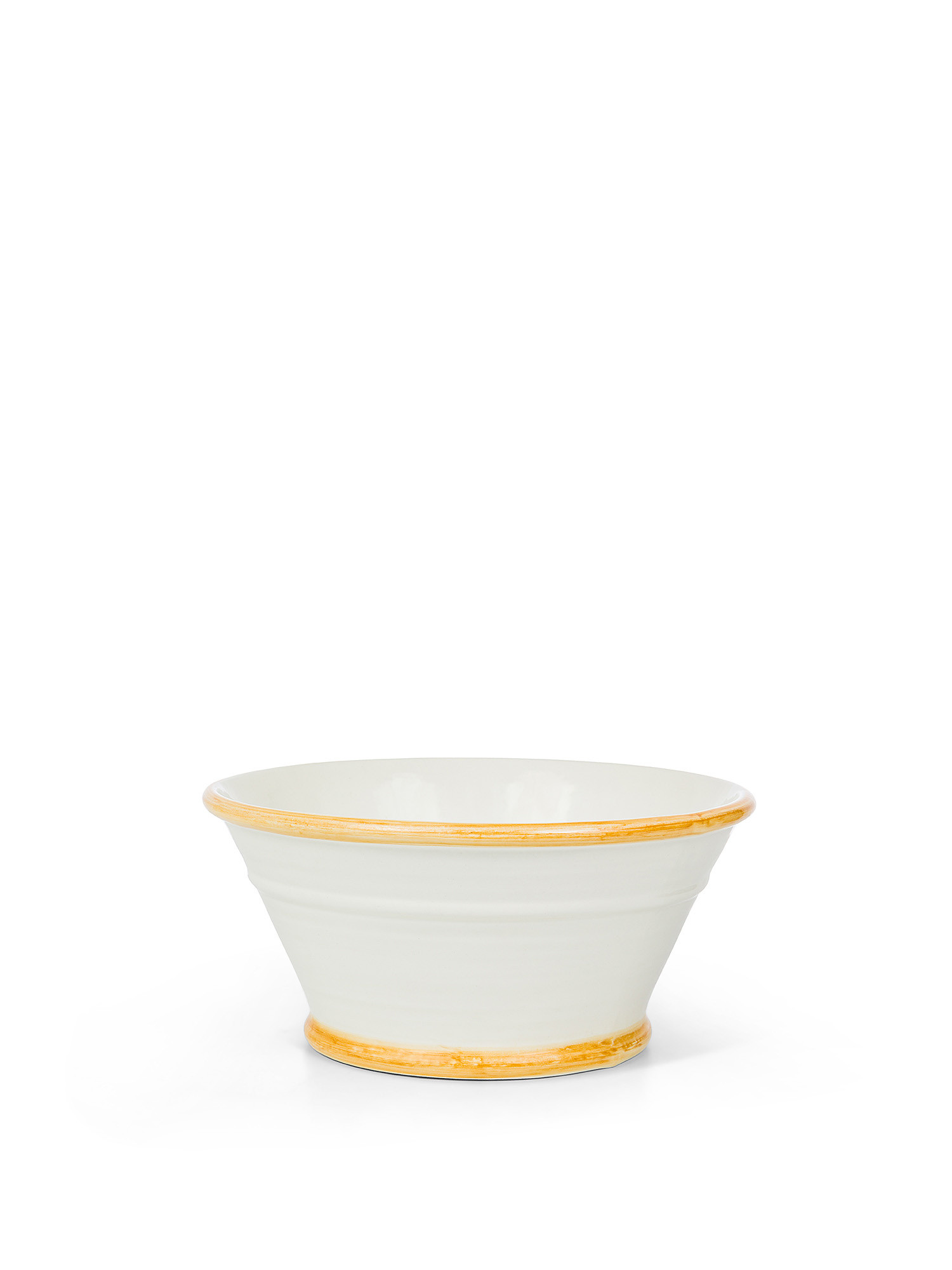 Ceramic salad bowl with colored edge, White, large image number 0