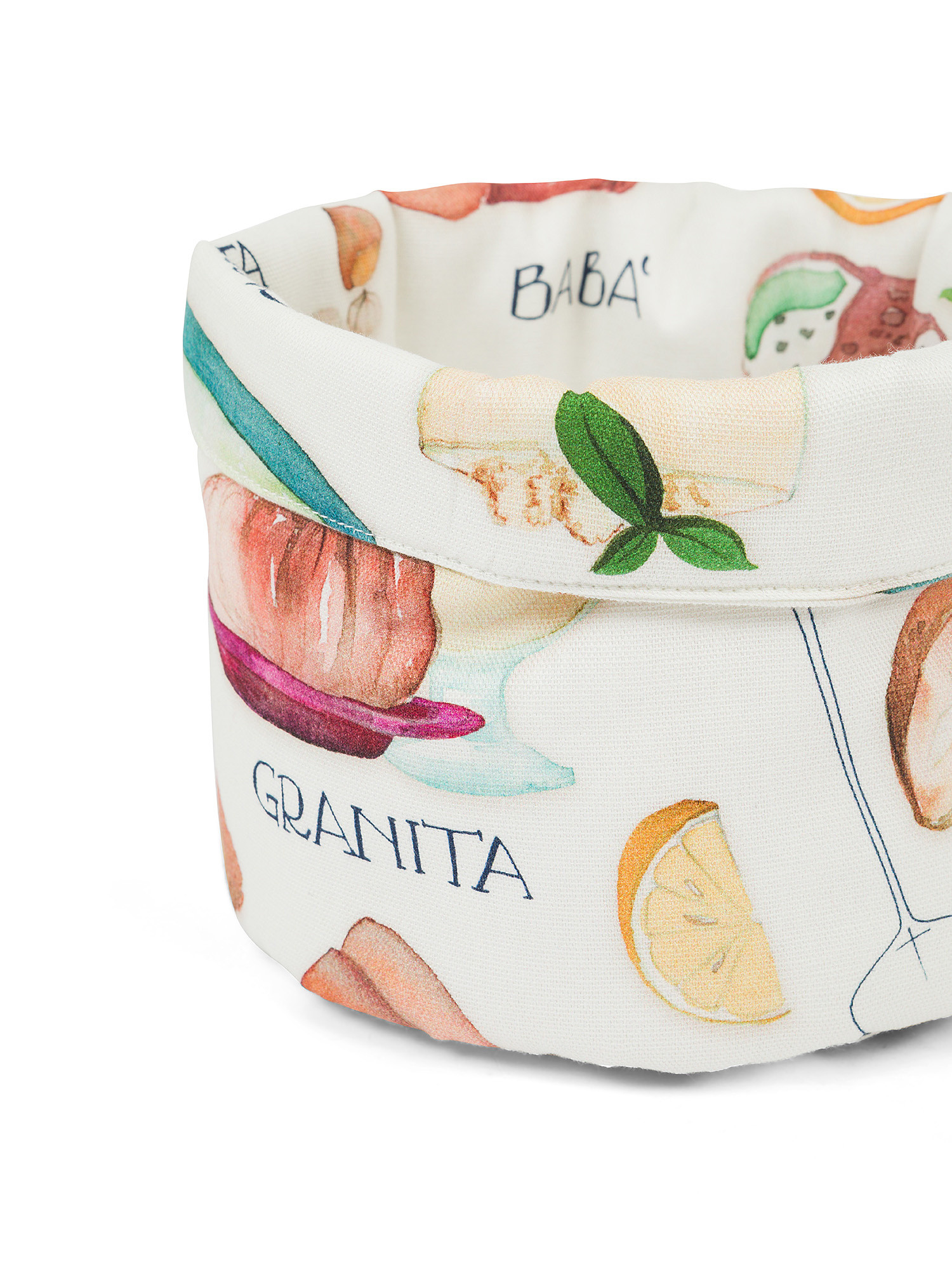 Dessert print cotton panama storage basket, Multicolor, large image number 1