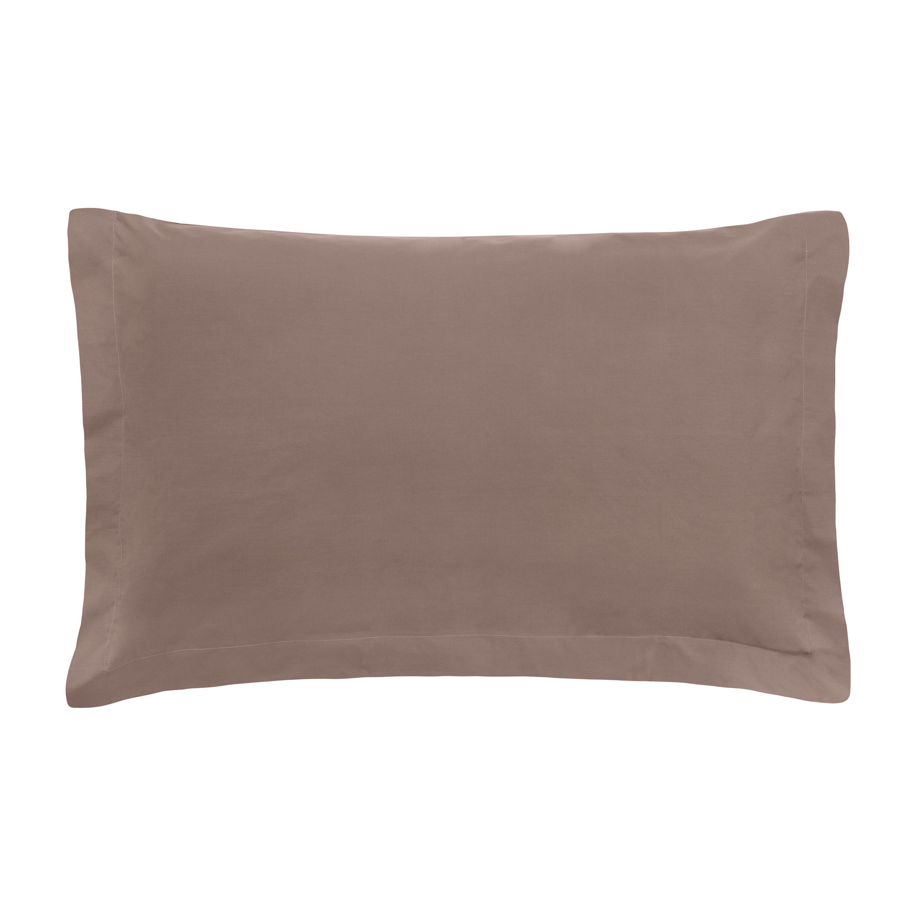 Zefiro solid colour pillowcase in percale., Light Brown, large image number 0
