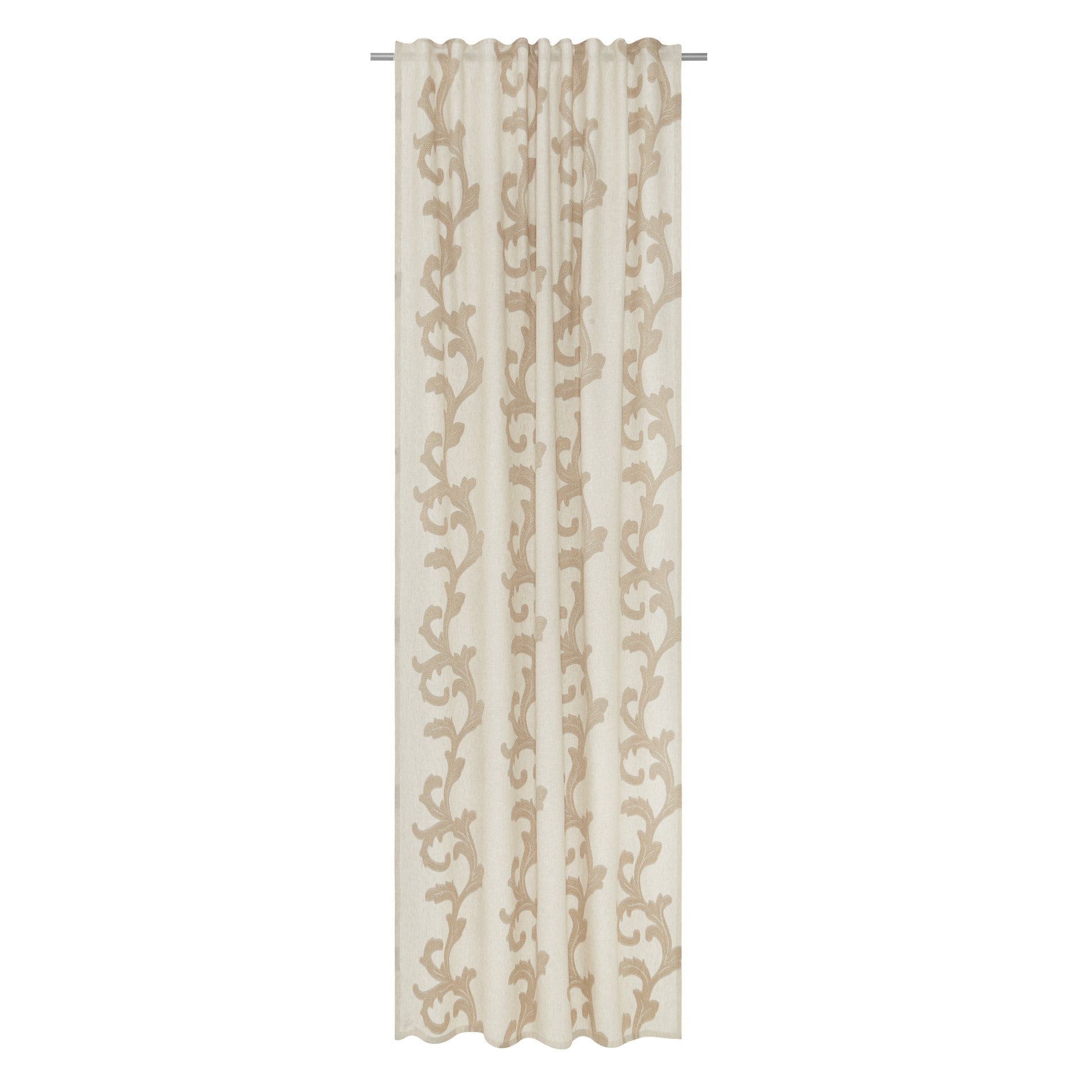 Jacquard linen blend curtain with hidden loops, Light Beige, large image number 1