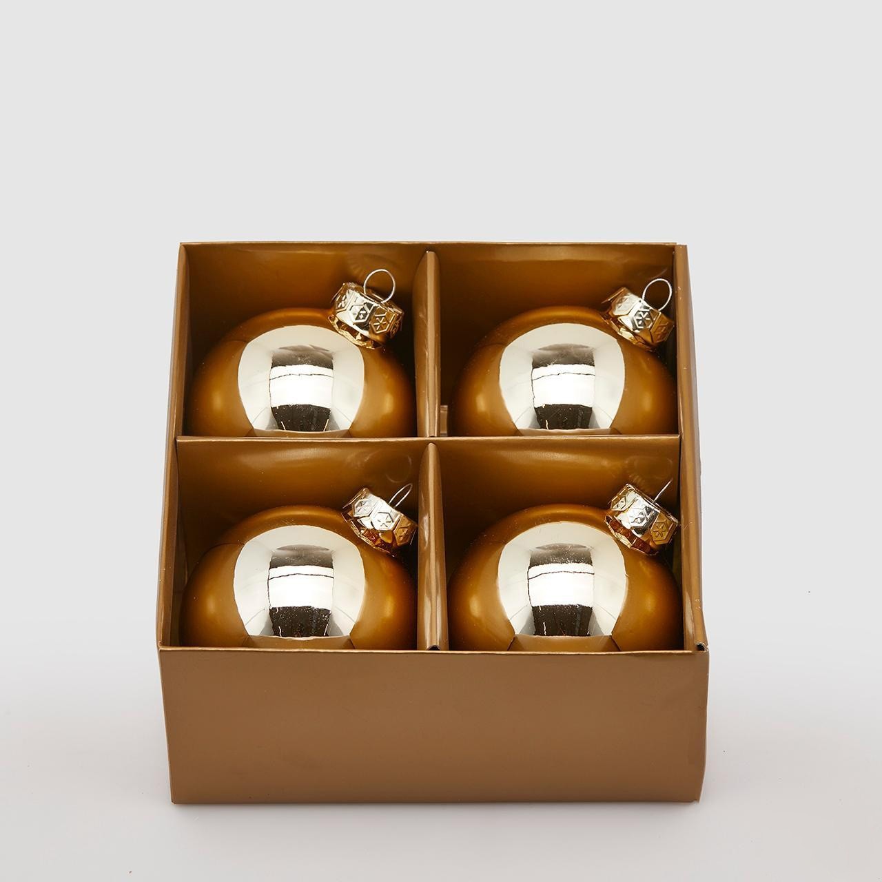 Set 4 palline in vetro, Oro, large image number 0