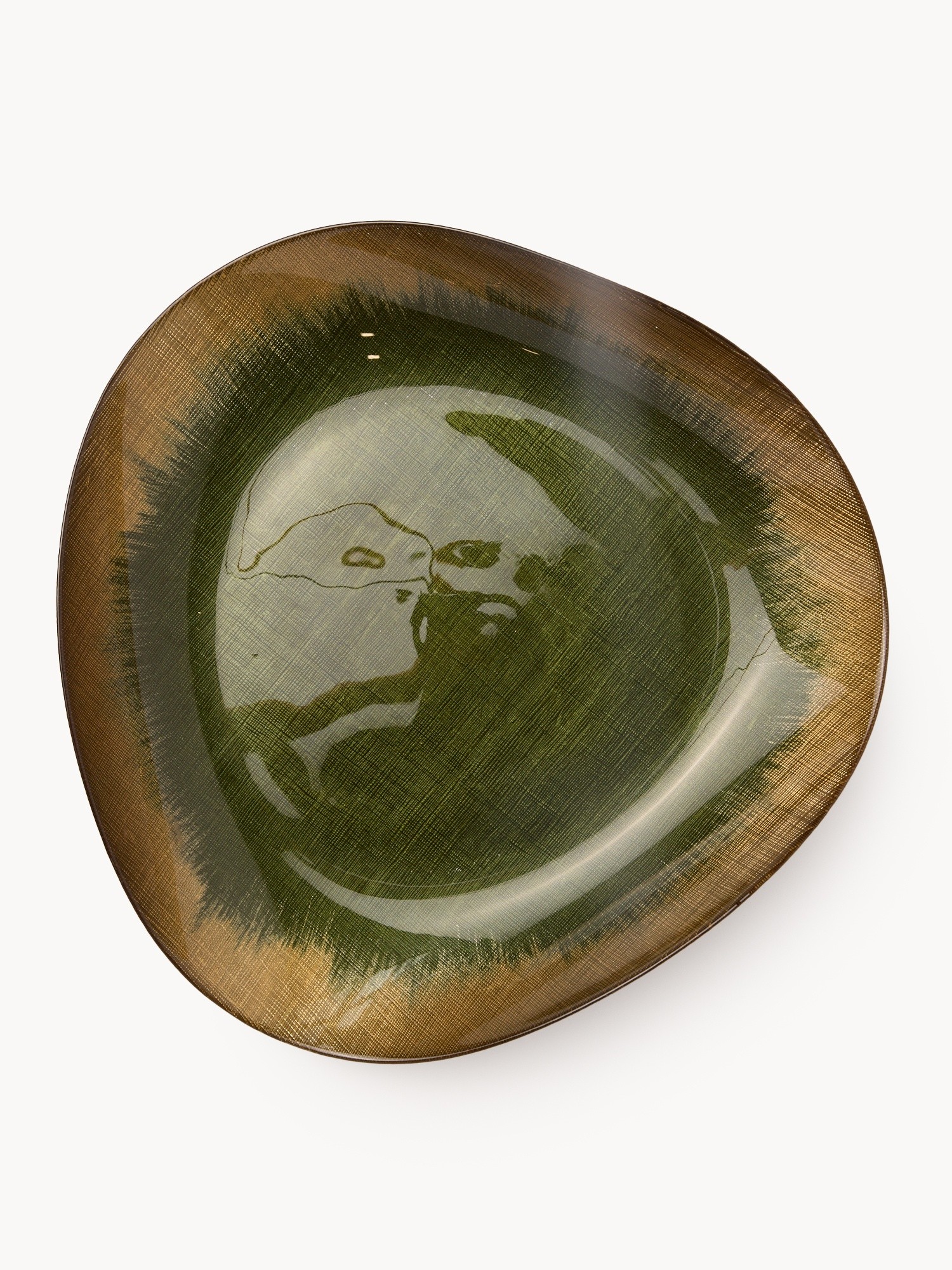 Centrotavola in vetro lavorato, Verde/Oro, large image number 0
