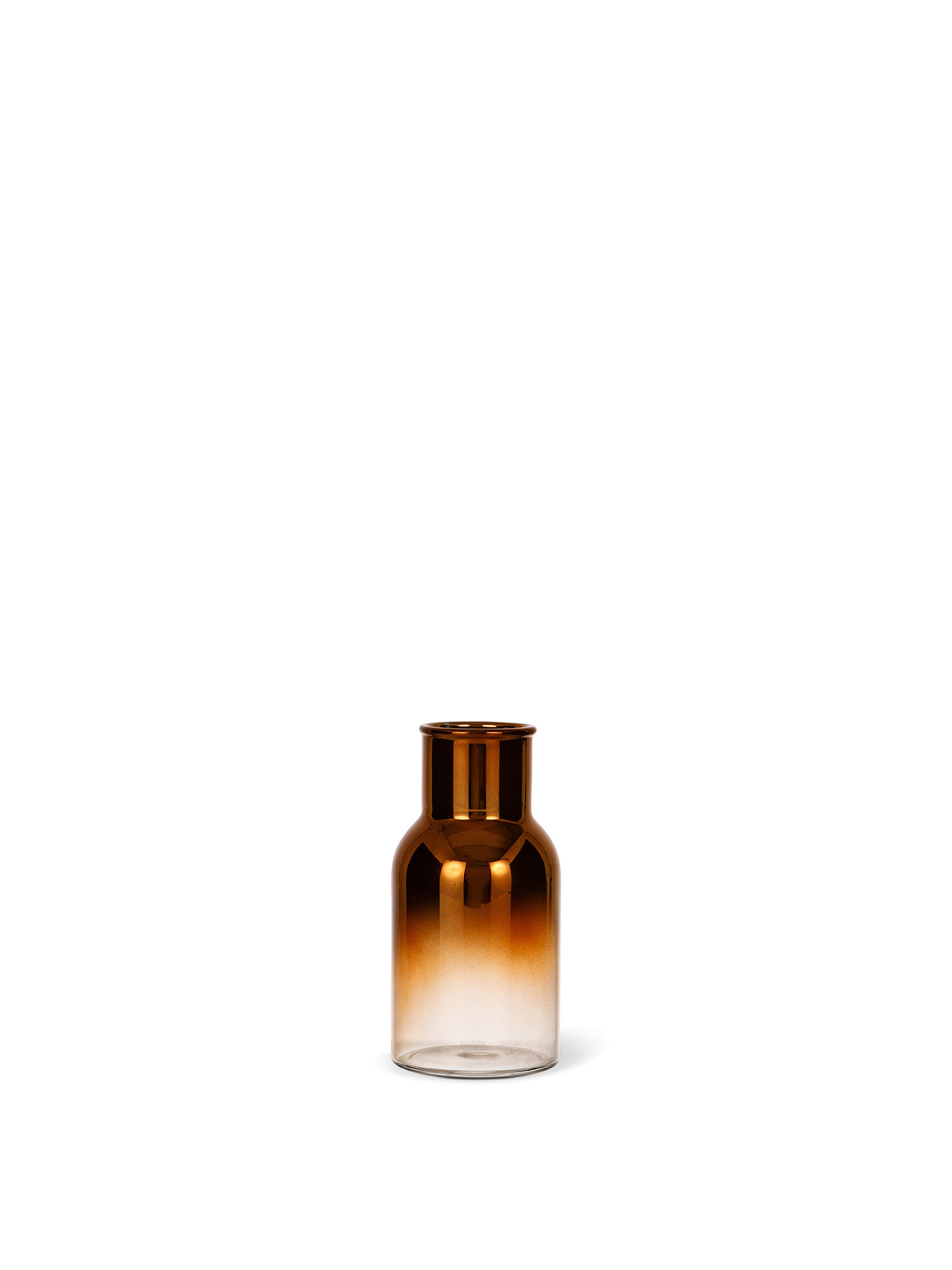 Bottiglia decorativa in vetro con effetto metallizzato, Arancione, large image number 0