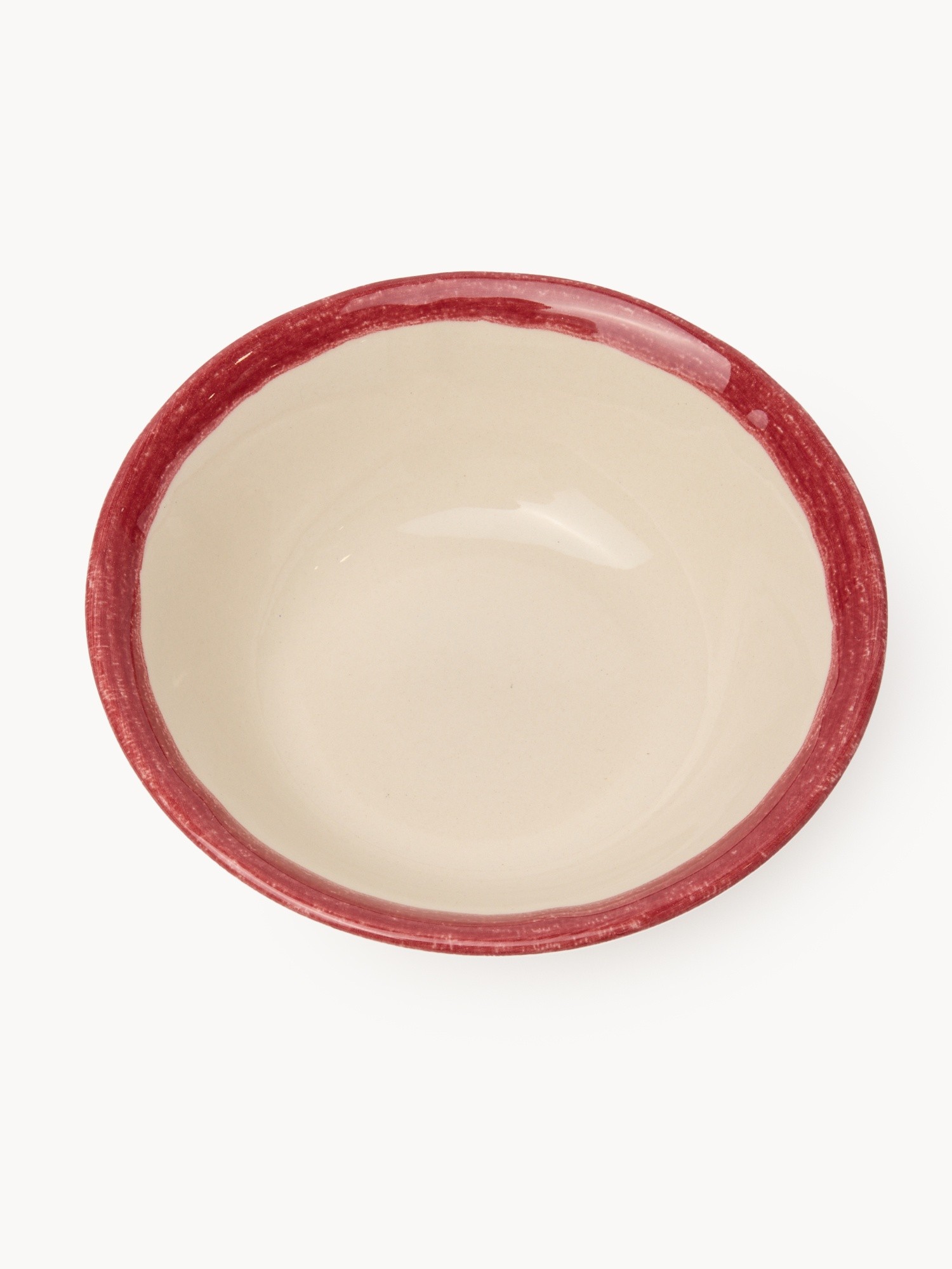 Ceramic bowl with colored edge, Bianco/Rosso, large image number 1