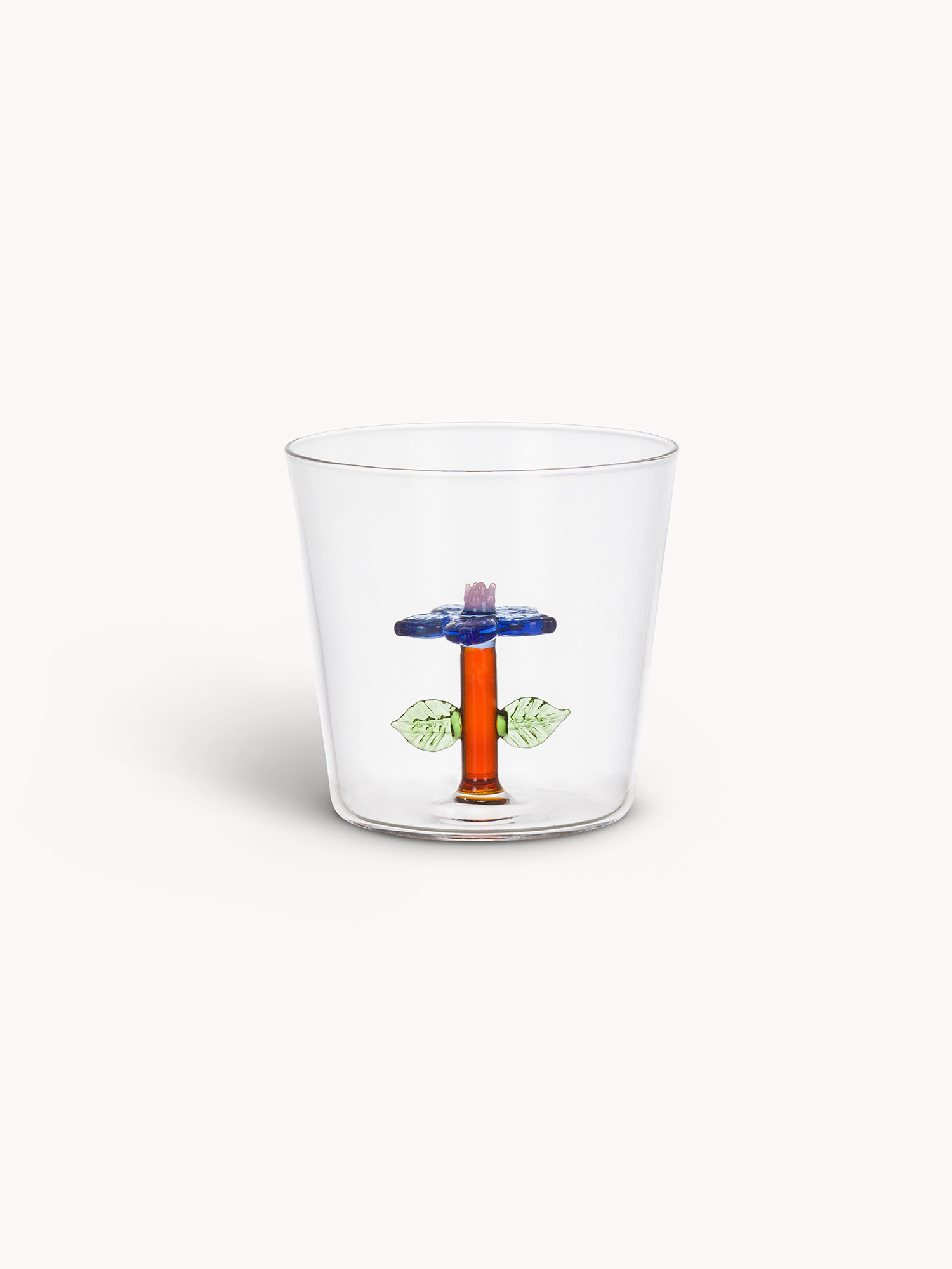 Borosilicate glass glass with flower detail, Blue, large image number 0