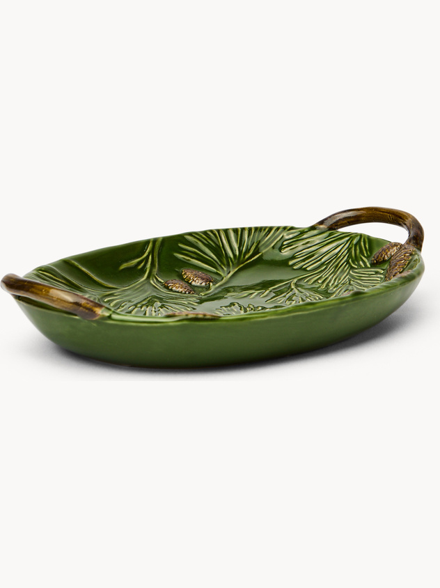 Ceramic tray with pine cone motif