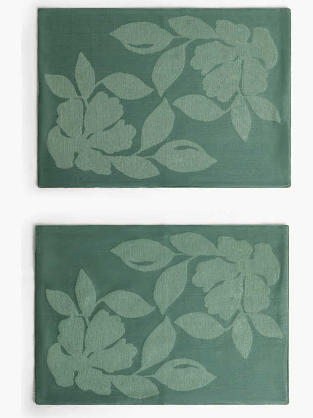Set 2 tovagliette jacquard di cotone stampa floreale