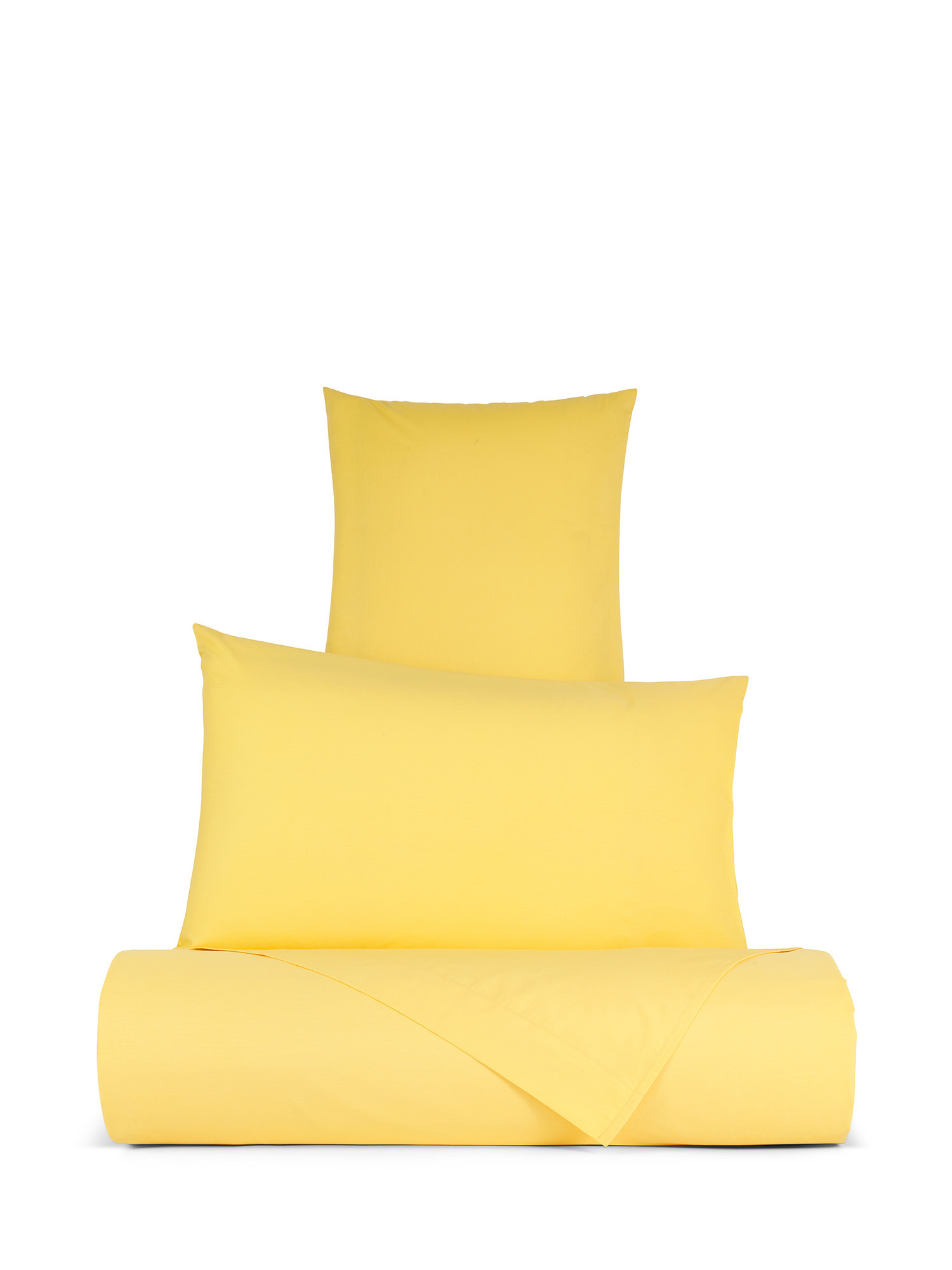 Solid color percale cotton sheet set, Yellow, large image number 0