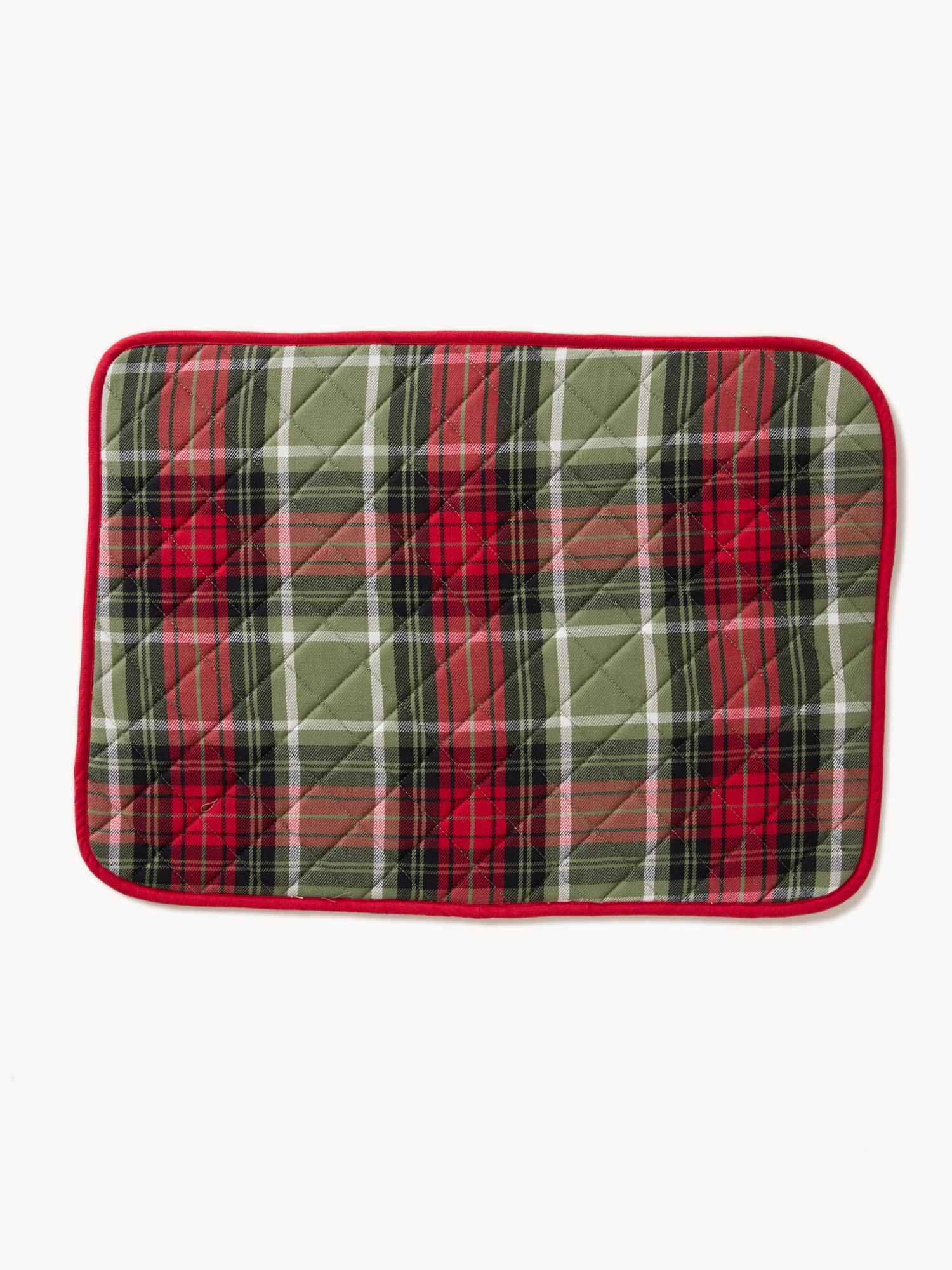 Quilted cotton twill placemat with tartan pattern, Multicolor, large image number 0