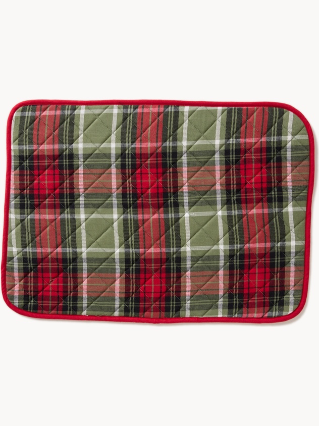 Quilted cotton twill placemat with tartan pattern